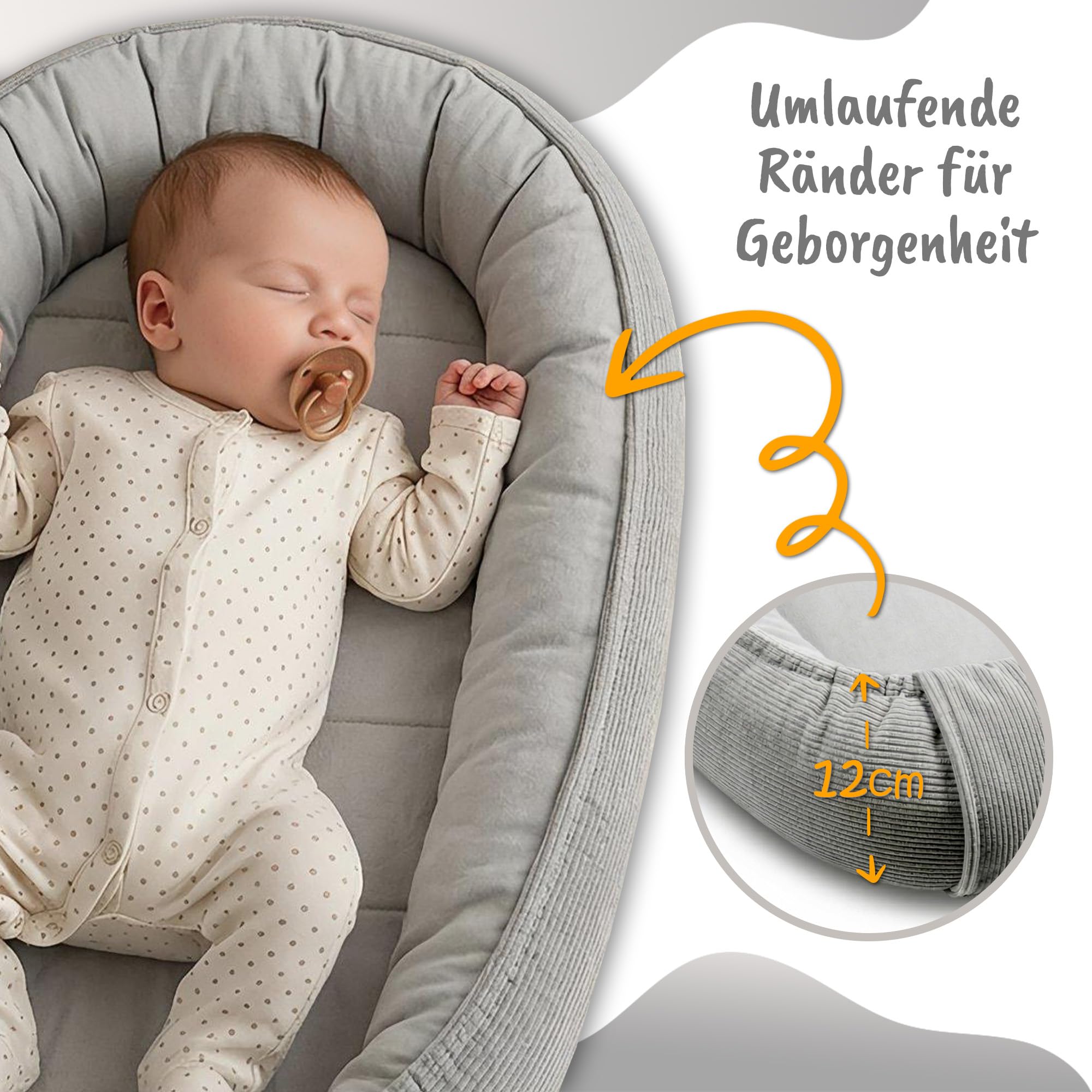 Totsy Baby Couffin Cocon Nid Bébé Réducteur de Lit - Babynest Portable pour Berceau Couchage Enfant Douillet Câlin Garçon Fille Nouveau Né Nido Beige Velours côtelé