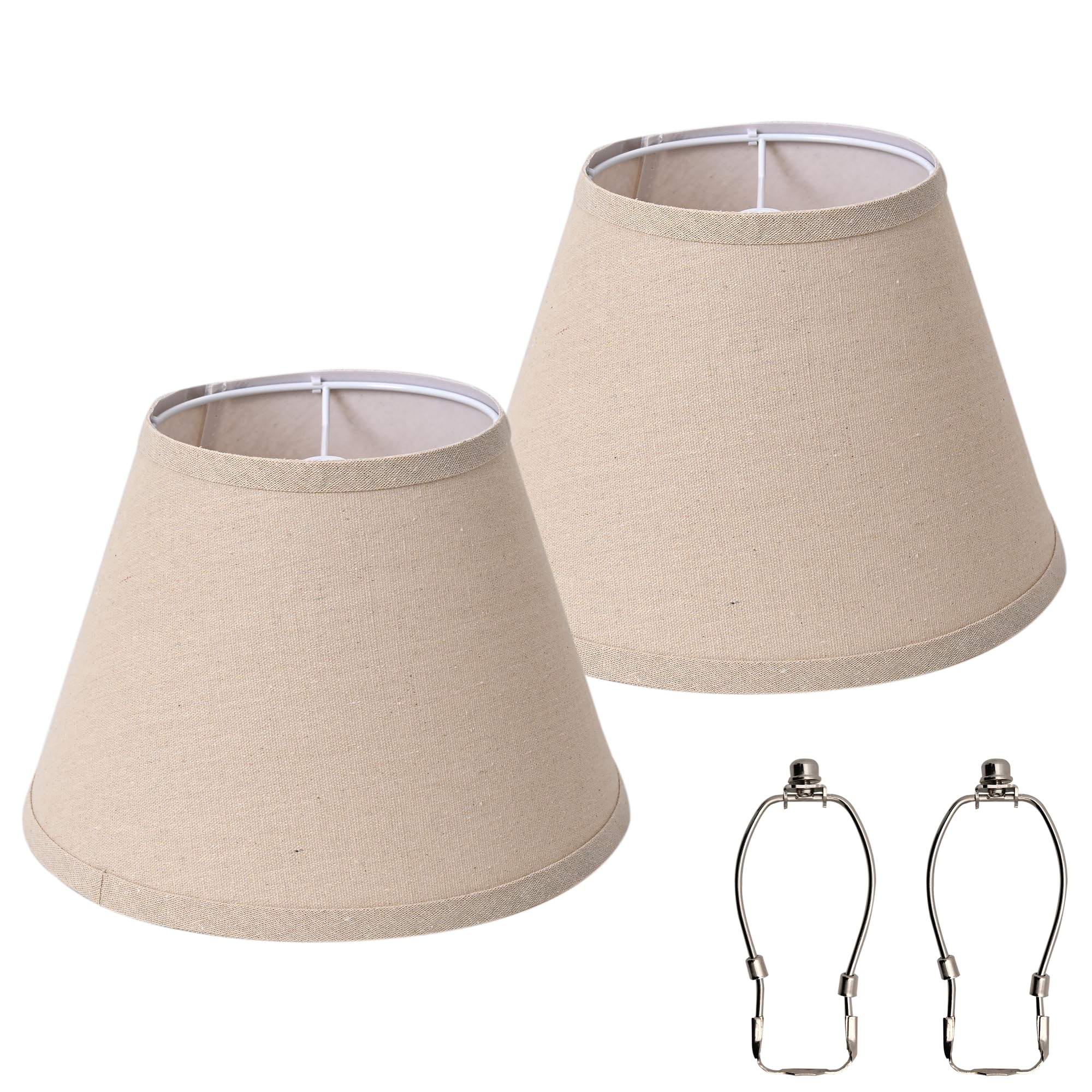 Beige Linen Empire Replacement Lamp Shades Set of 2 with Spider