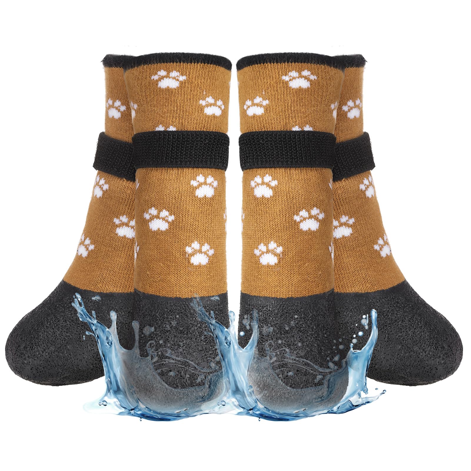 BEAUTYZOO Anti Slip Dog Socks Boots, Dog Shoes for Hot/Cold Pavement Snow Rain Days,Waterproof Grip Dog Booties Paw Protector for Hardwood Floor,