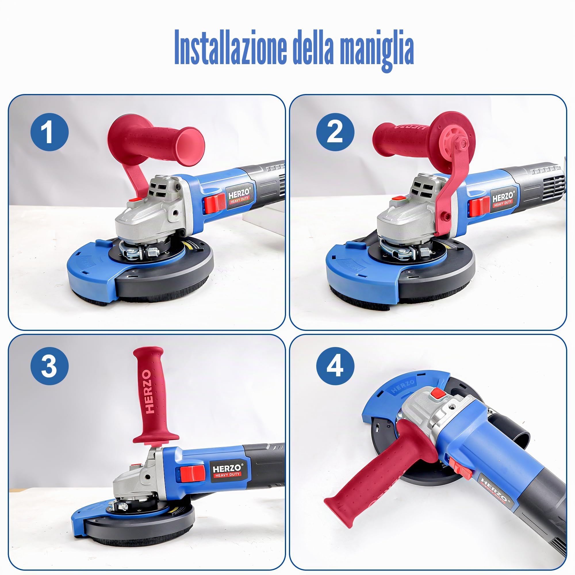 Smerigliatrice per calcestruzzo1400W,HERZO set con mola diamantata e cappa di aspirazione (125 mm)