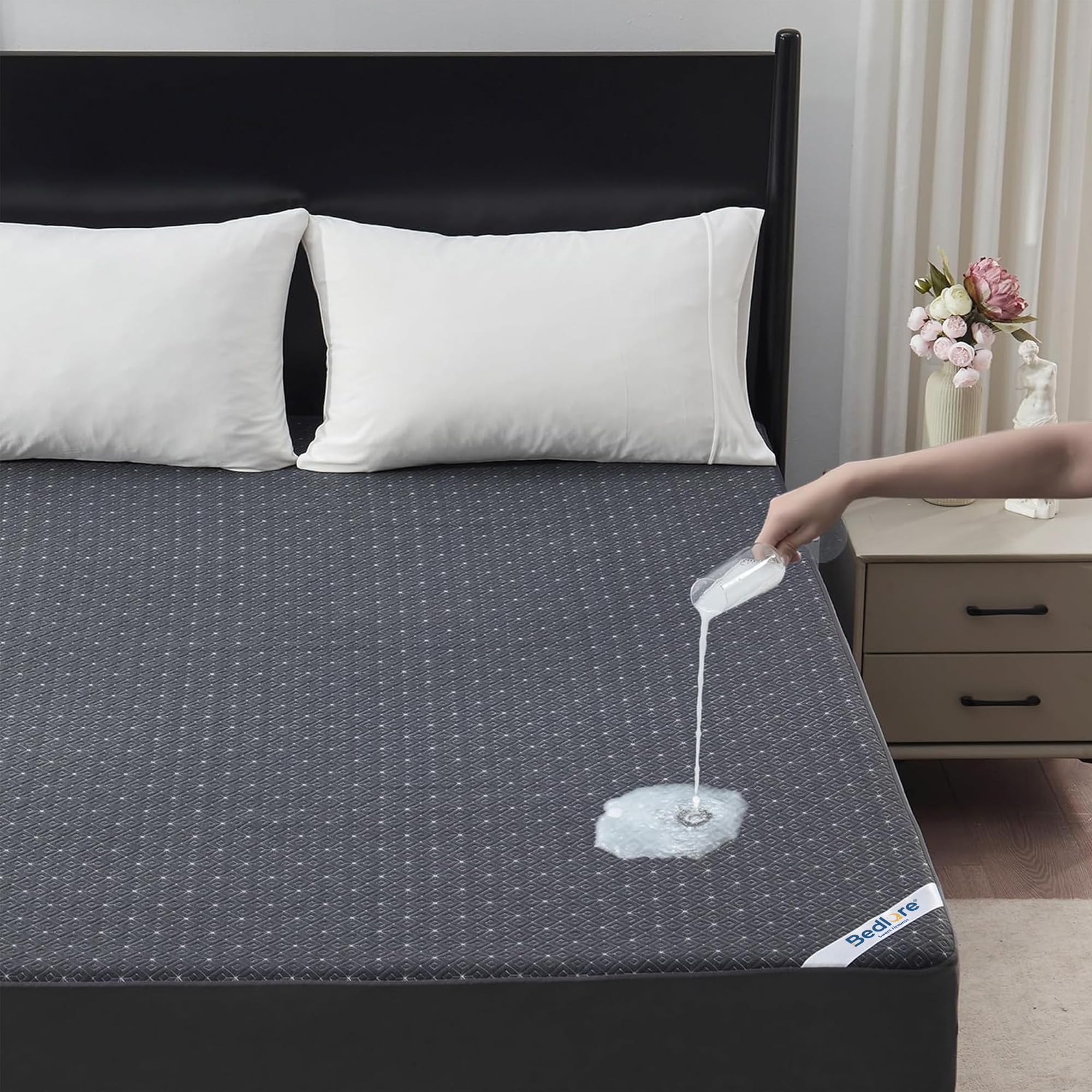 BEDLORE Full Size Mattress Protector, Waterproof Noiseless Mattress Cover | Stretchable Pockets for 6-15 inches Mattresses, Soft Breathable Bed Pad for Home, Bedroom, Hotel, Machine Washable (Gray)