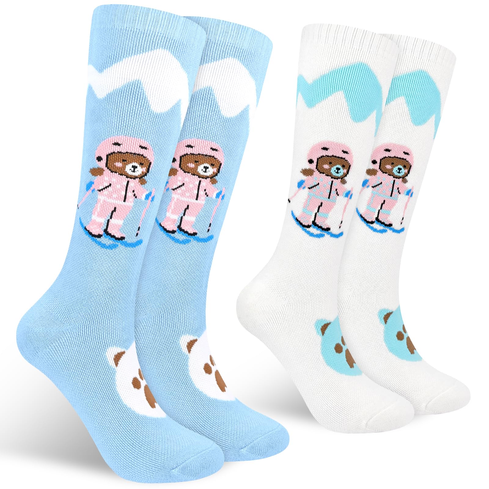 KOOOGEAR Lot de 2 paires de chaussettes de ski thermiques haute performance pour filles, pour le ski, le snowboard, la randonnée, les activités de plein air