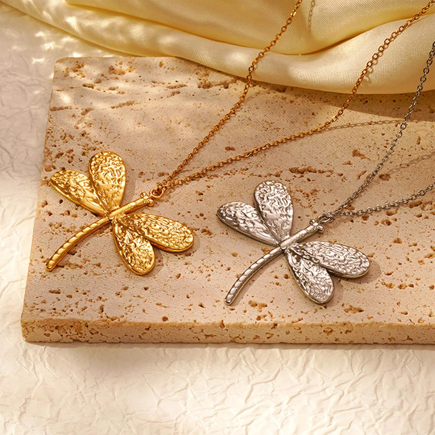 18K Gold Plated Stainless Steel Dragonfly Charms Necklace for Women - Exquisite Animal Insect Choker for Holiday, Cocktail Party, School & Class - Stylish Dragonfly Jewelry - Image 5