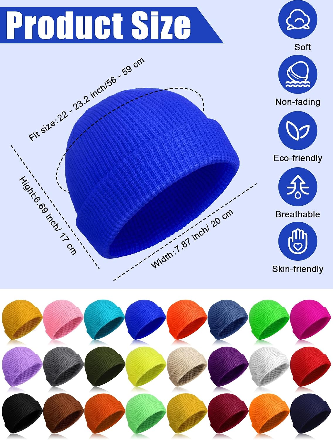 SATINIOR Fisherman Beanie Trawler Beanie Winter Watch Hat Roll up Edge Skullcap Unisex