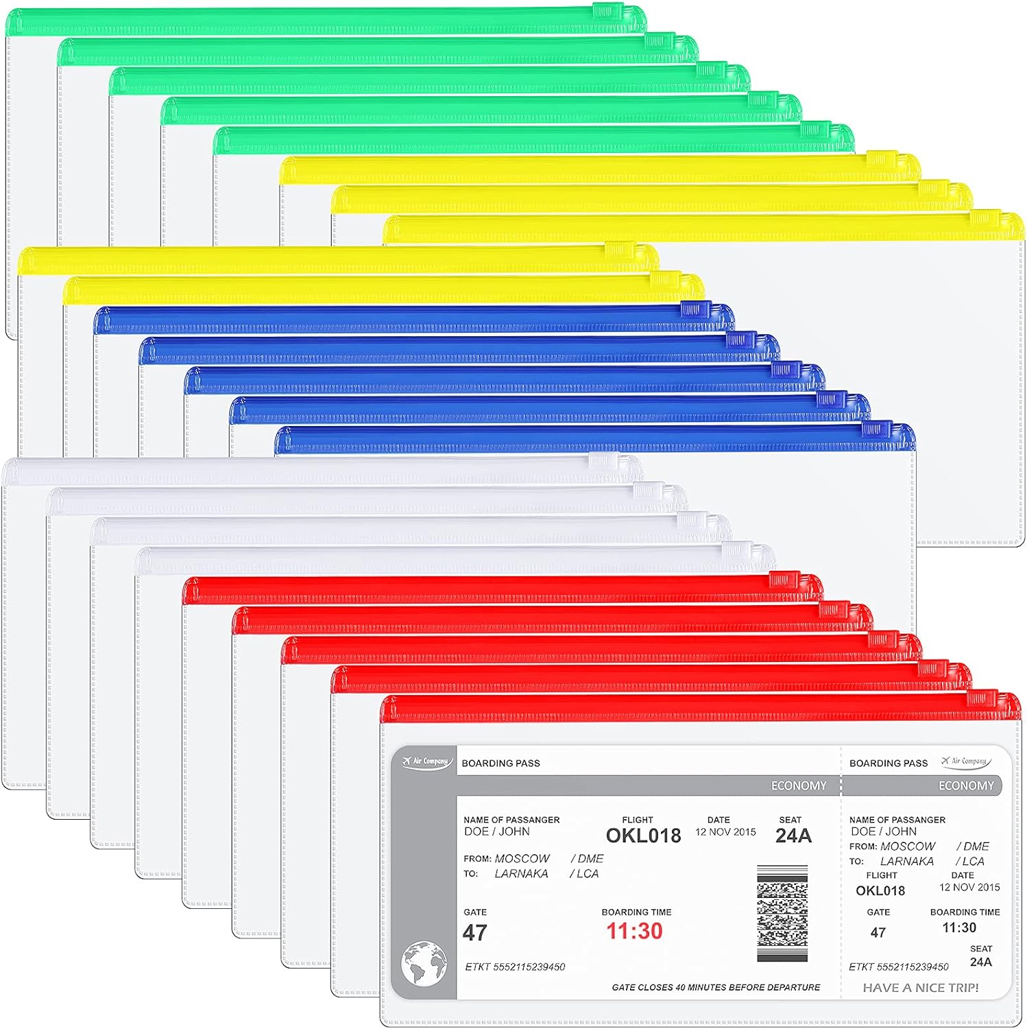 Marspark 100 Pcs Plastic Poly Envelope Small Clear Envelopes with Zipper Pencil Pouches Bulk A6 Pencil Bags for Cash Money Pen Document Office Supplies 9.2 x 4.7 Inches (Multicolor)