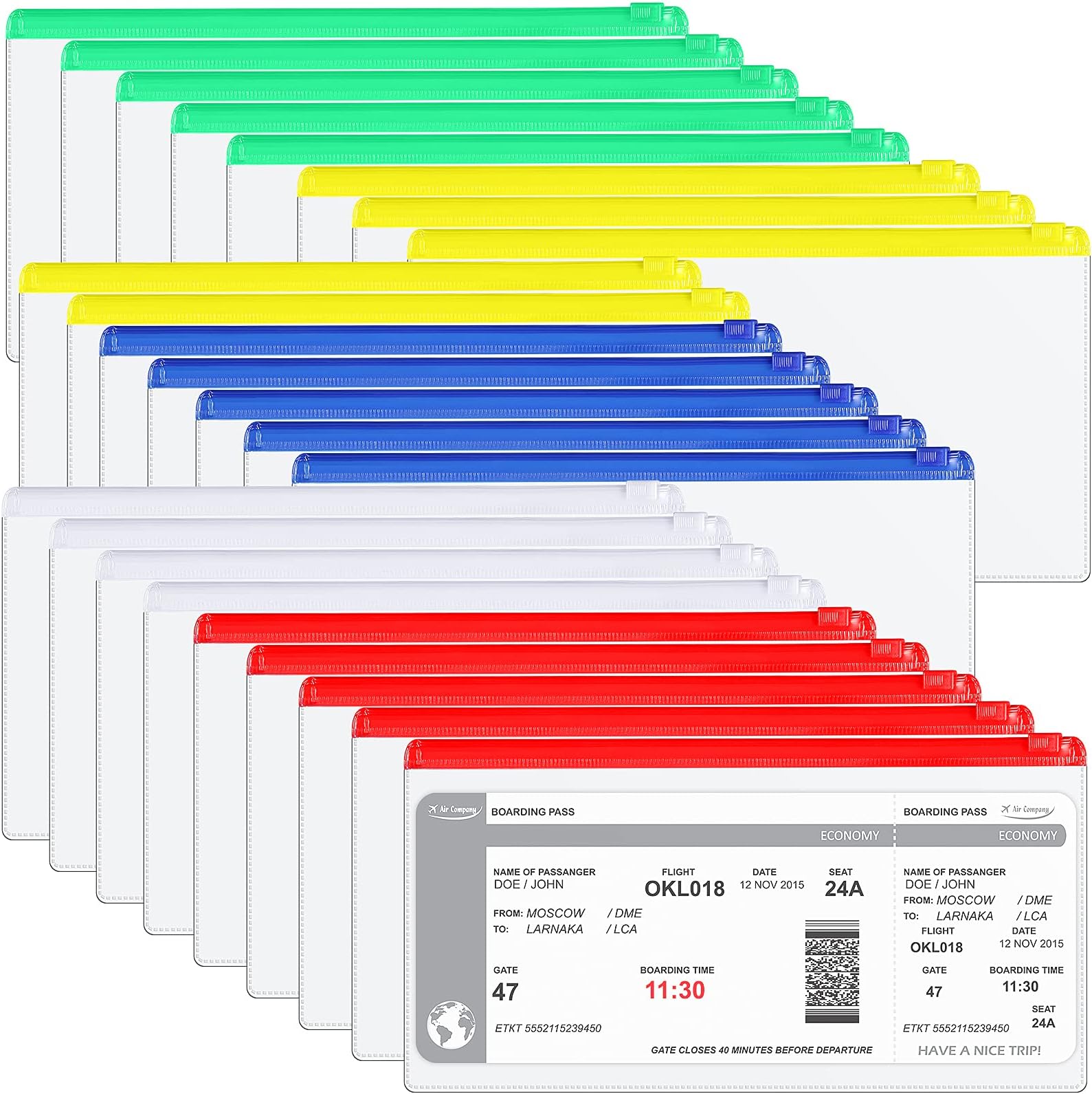 Marspark100 Pieces Poly Envelope Small Plastic Envelopes with Zipper Plastic Zipper Pouches Pencil Case Bulk A6 Pencil Bags for Cash Money, Office Supplies, 9.2 x 4.7 Inches(Multicolor)