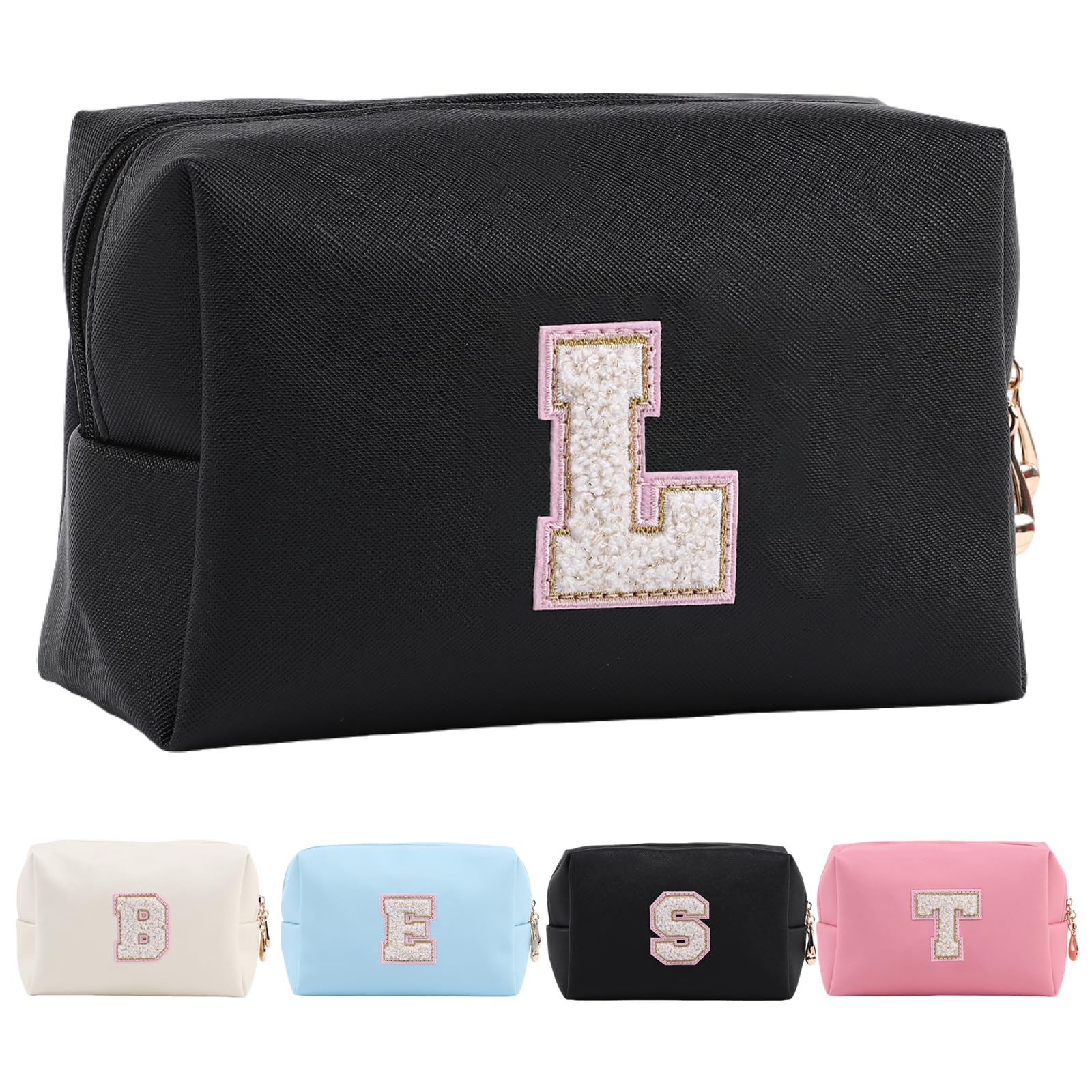 Personalized Makeup Bag,Waterproof Travel Makeup Pouch Cosmetic Bag Birthday Gift for Women Mom，Bride Bridesmaid Cosmetic Bag A-Z — view 75