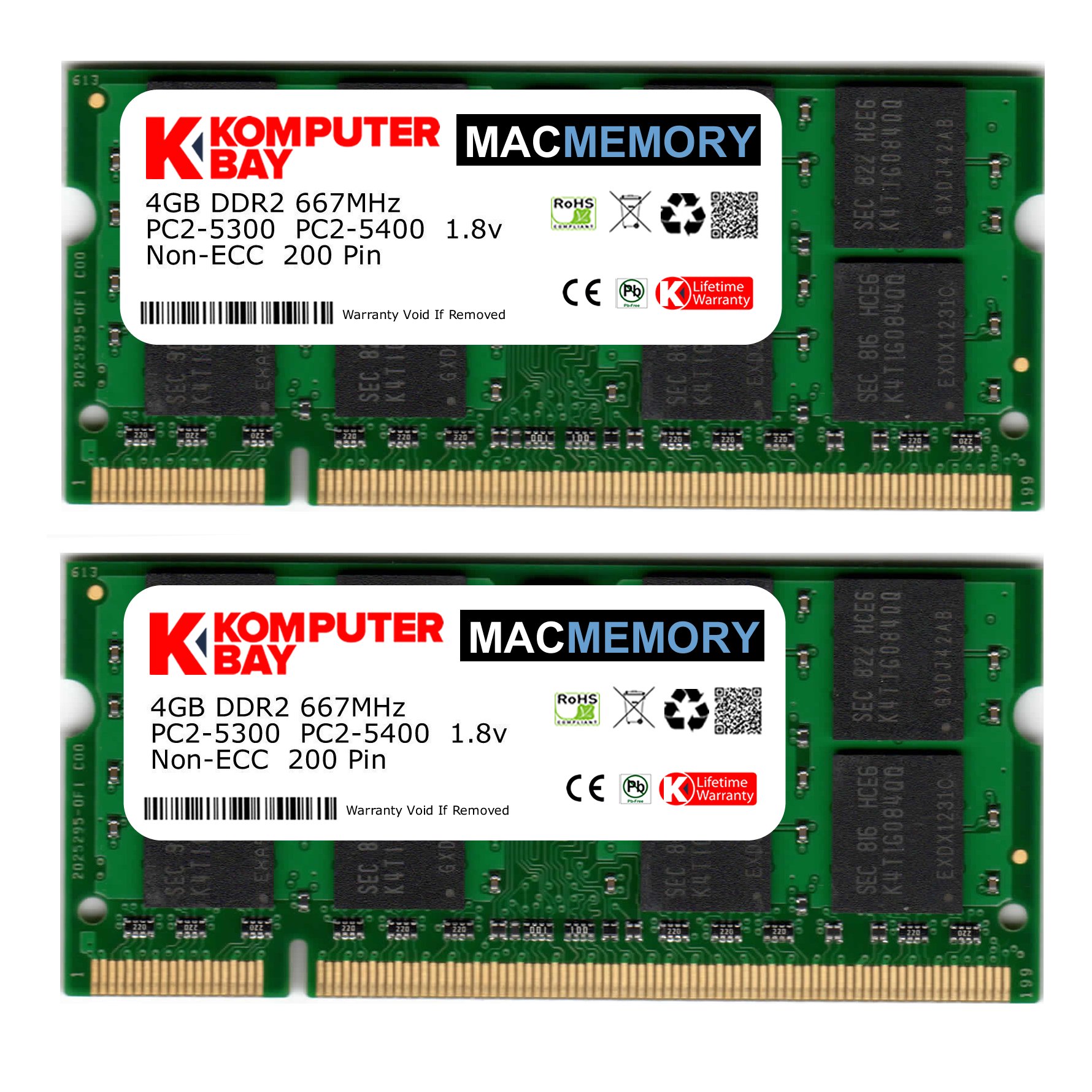 MACMEMORY 6GB Kit (4GB/2GB Modules) PC2-5300 667MHz DDR2 SODIMM for Apple MacBook Pro