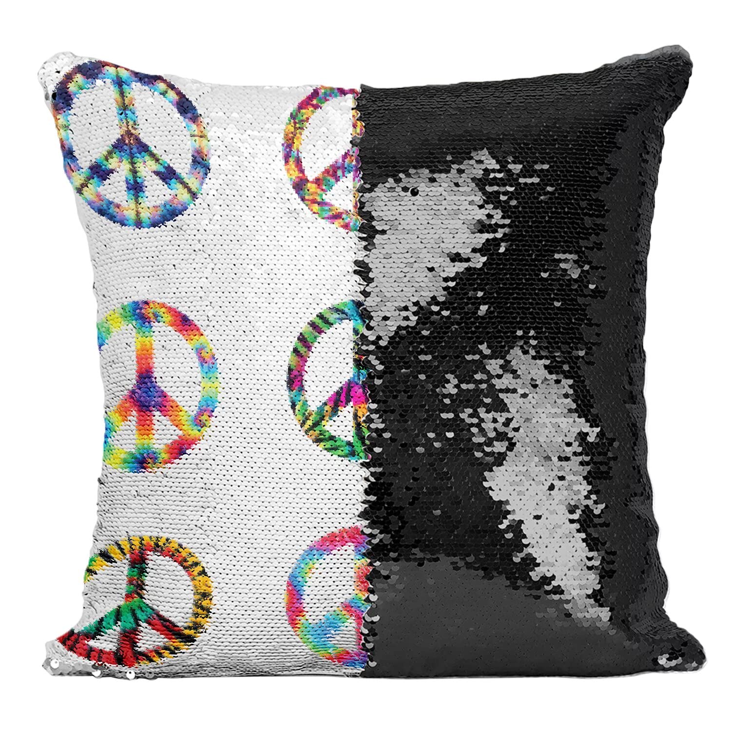 Coussin paillettes noir decoration boheme chic et psychadelique