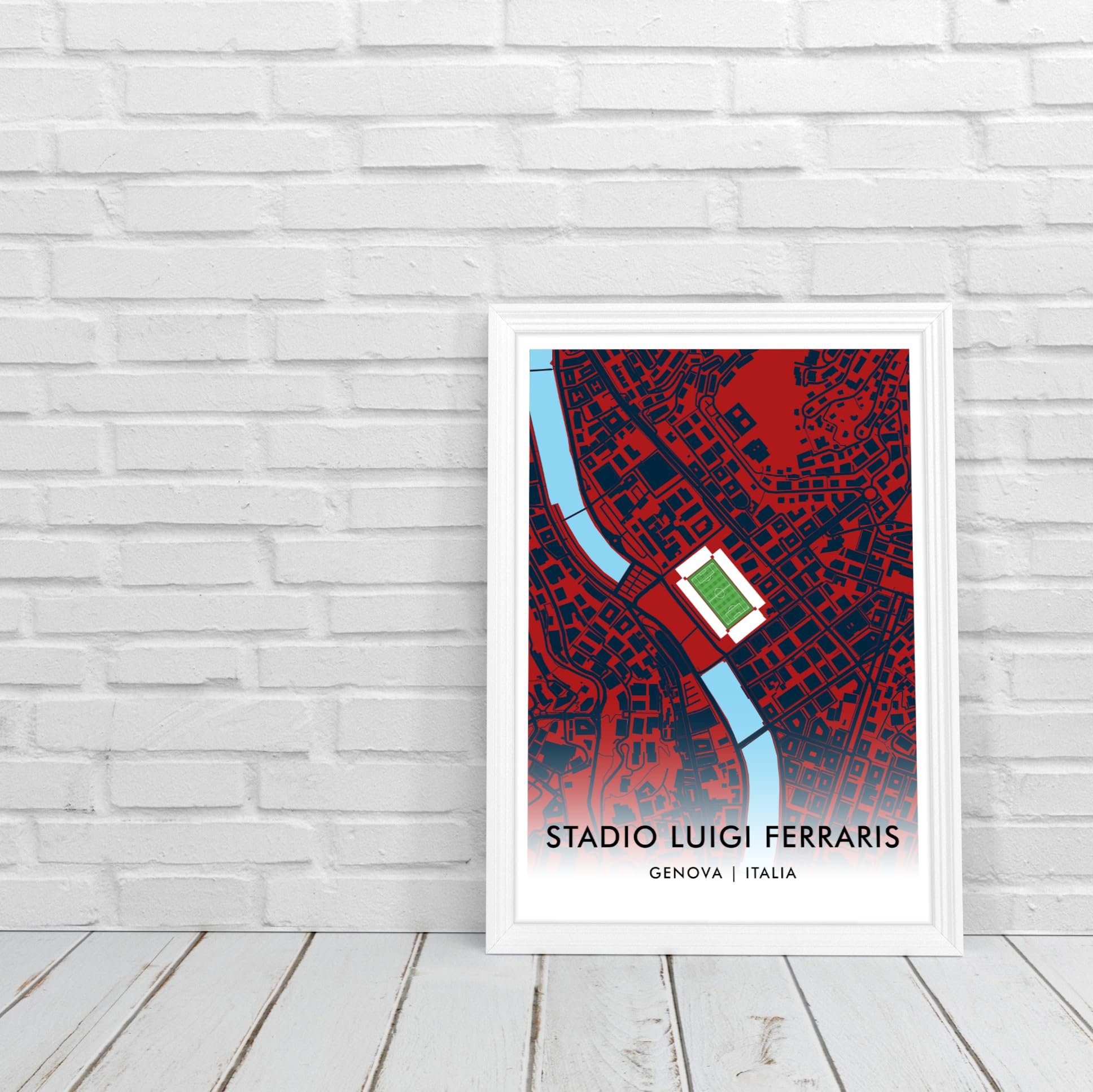 GroundDesigns Genova CFC Football Gift STADIO LUIGI FERRARIS Stadium Art Map A3 Stampa