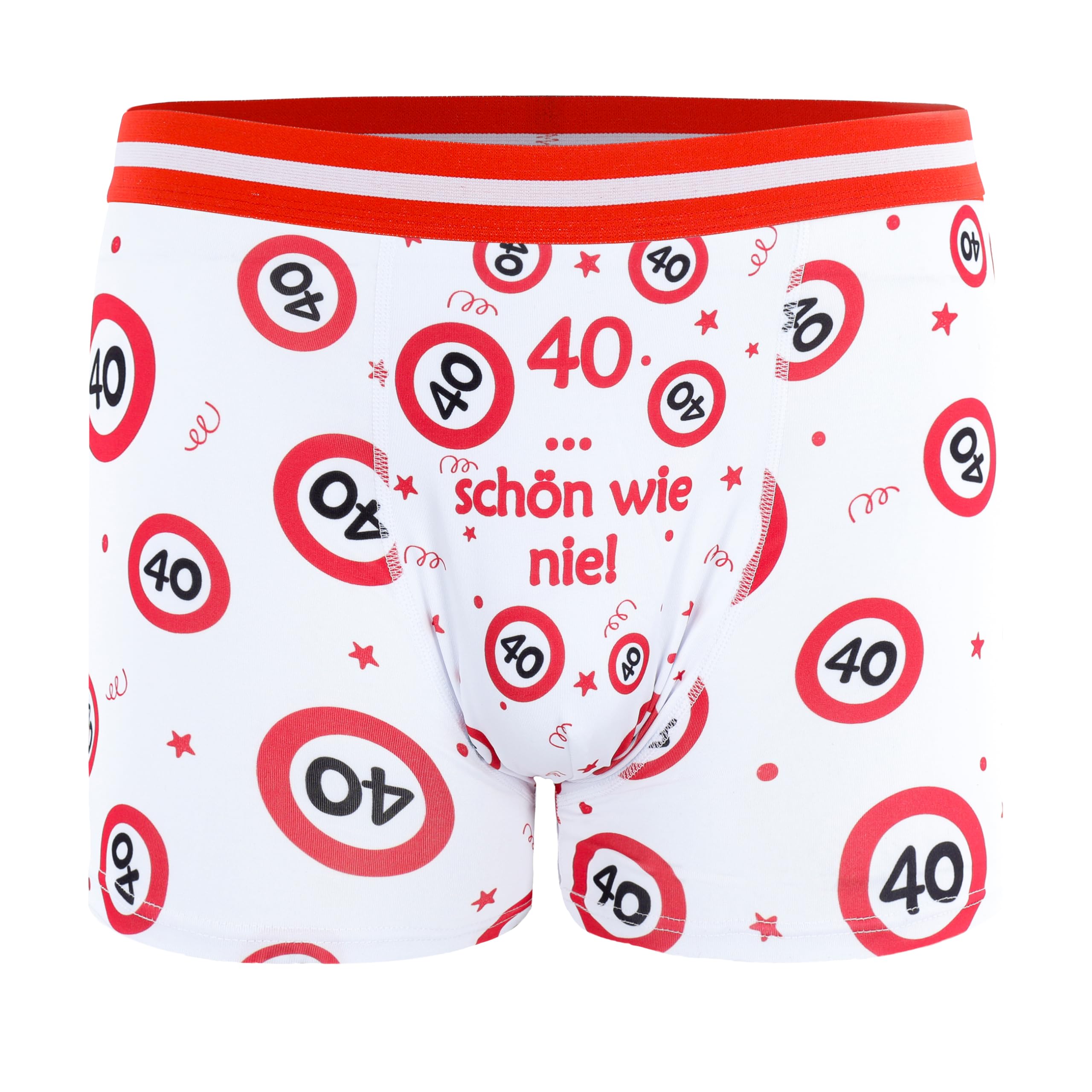 Tiwoca Boxershorts rot-weißes Design mit Verkehrsschildern und Spruch