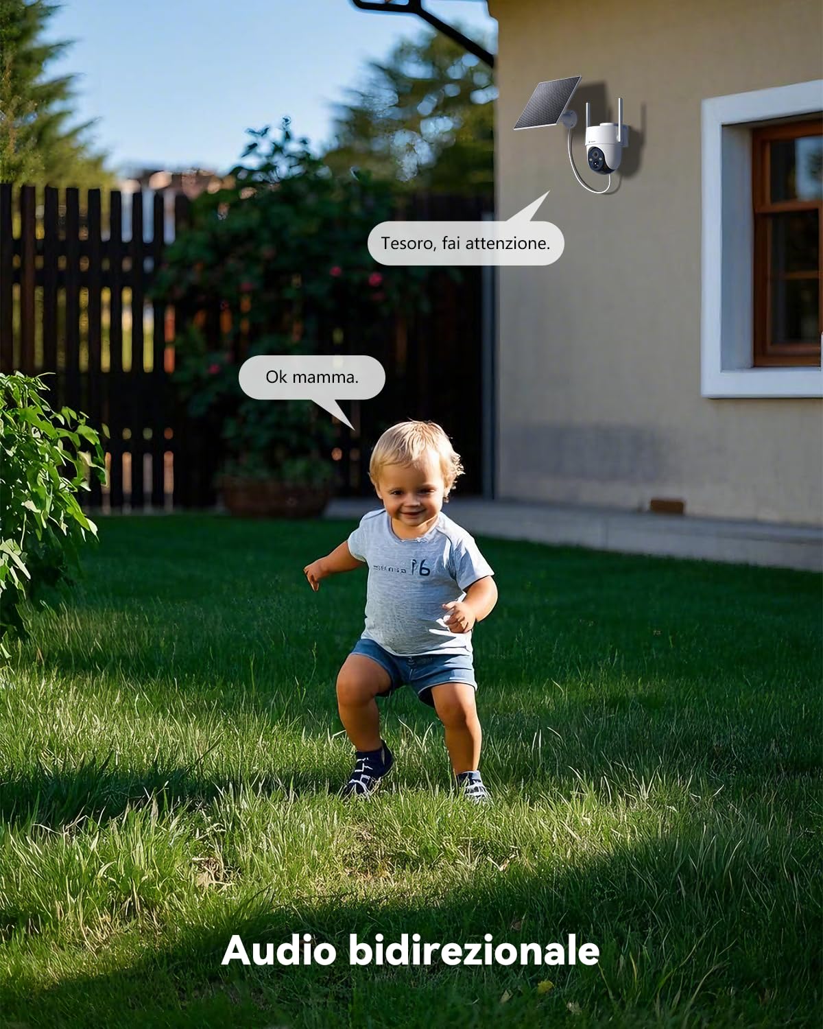 COCOCAM 4K 8MP Telecamera Wi-Fi Esterno Solare Senza Fili | Con Pannello Solare da 6W, Visione Notturna a Colori 4K, Riconoscimento AI, Rilevamento Umano PIR, 355° P 90°T, 2.4GHz
