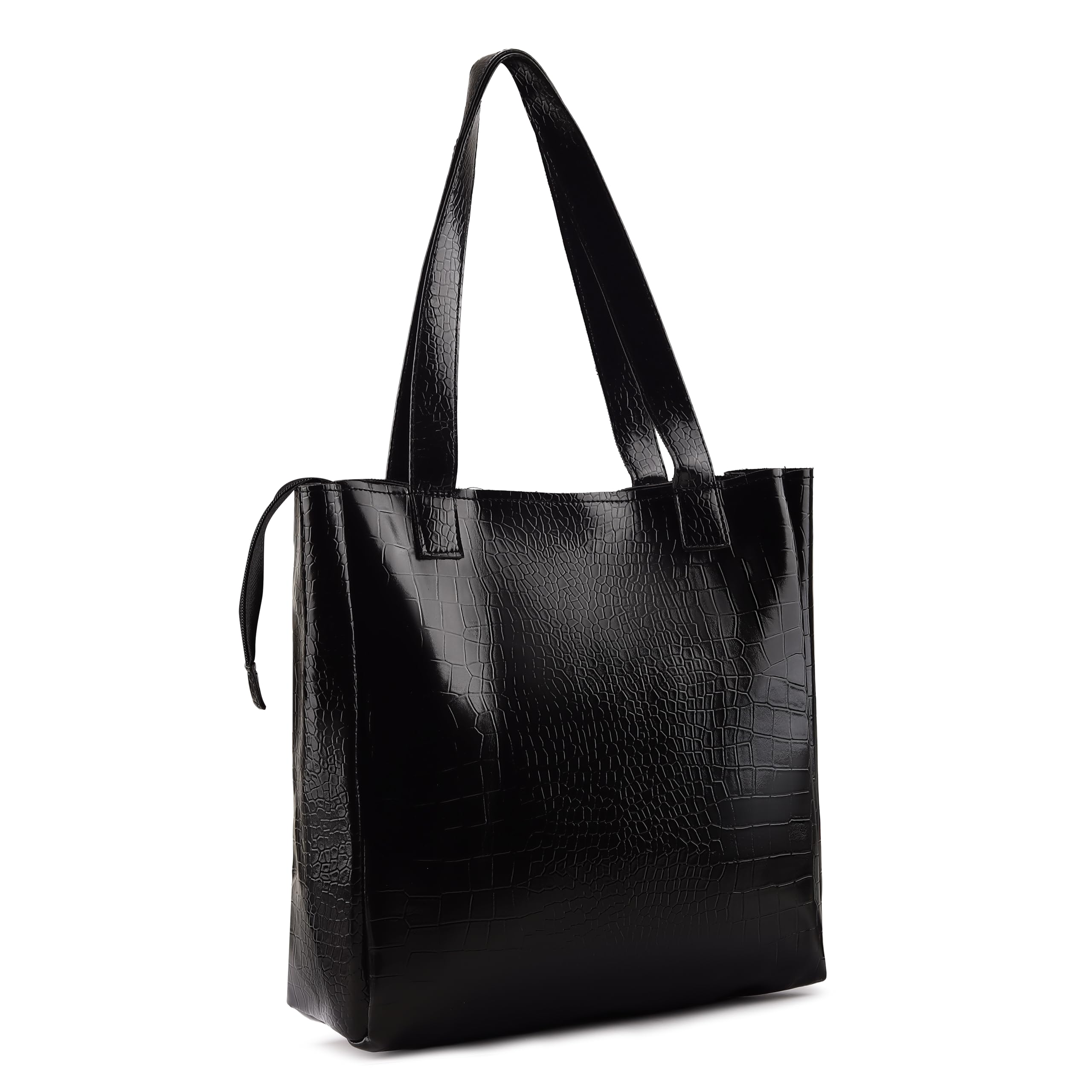 Black Croc-Embossed Tote Bag for Women-image-29