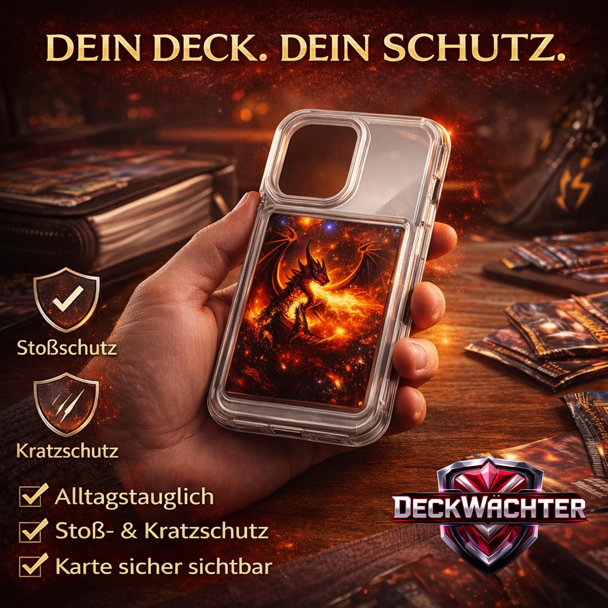 Funda para teléfono móvil con pantalla de tarjetas coleccionables: compatible con iPhone, Crystal Clear, funda para tarjetas TCG, protege y presenta tu tarjeta favorita (funda para iPhone