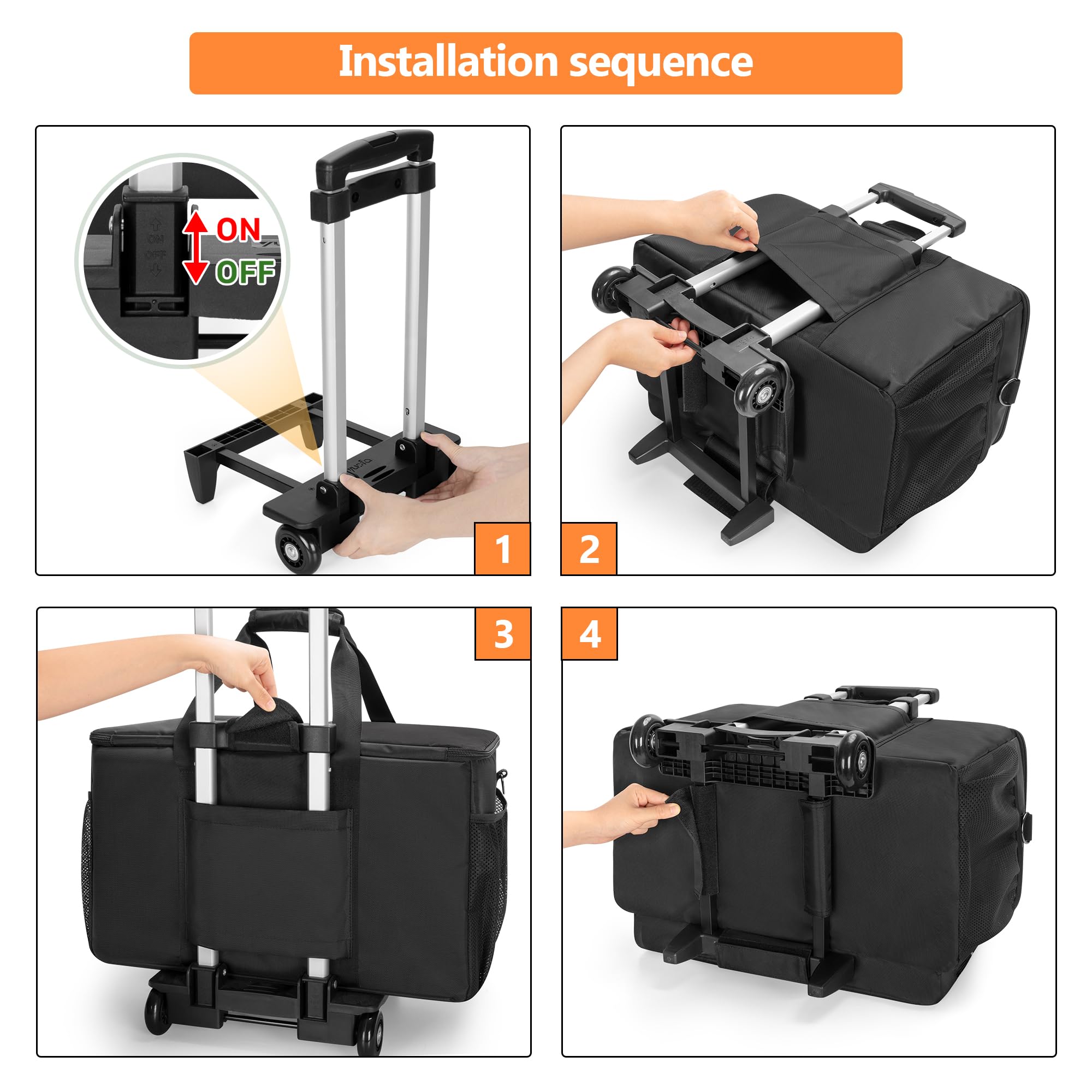 Trunab Borsa Portacavi per DJ con Fondo Rigido Imbottito, Divisori Staccabili e Carrello, Custodia da Viaggio per Attrezzatura Professionale Per DJ, Strumenti Musicali e Accessori