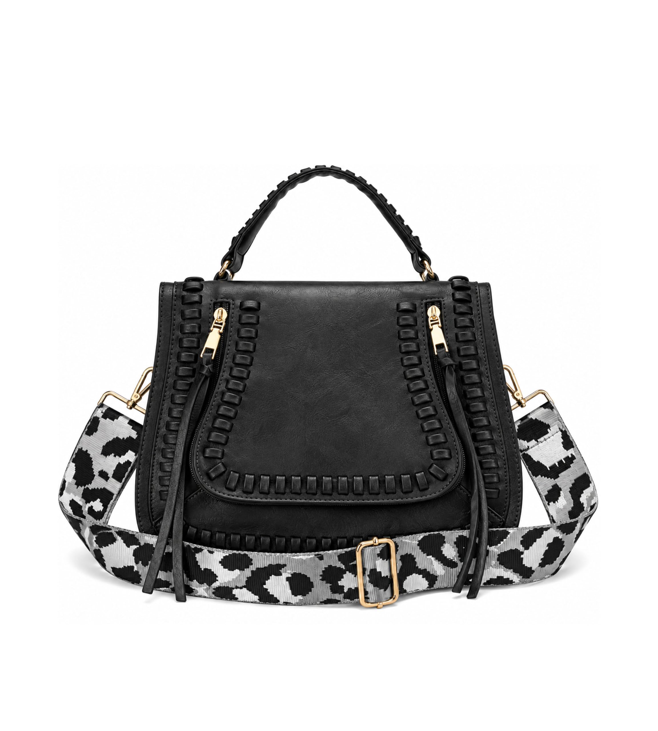 KingTo Vintage Crossbody Handbag for Women, Multi Pocket Guitar Strap