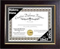 Vista 54 de Creative Picture Frames Marco de diploma de caoba de 7 x 9 pulgadas con borde dorado, incluye caballete de vidrio negro y ganchos de pared