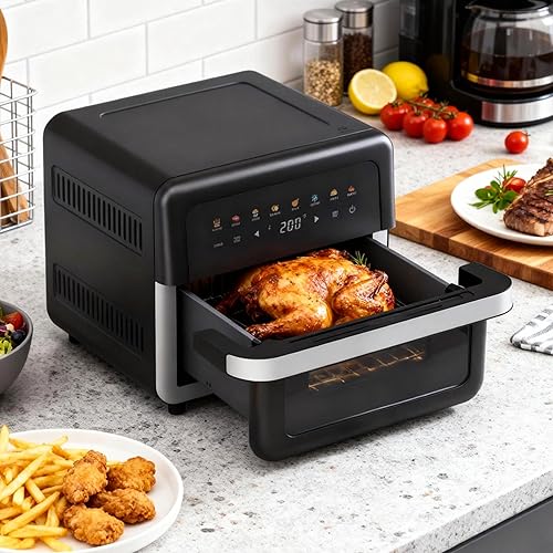 Miniatura 9 de Freidora de aire de 8 cuartos de galón de gran capacidad, horno freidora de aire digital 8 en 1 con circulación de aire rápida, control táctil,