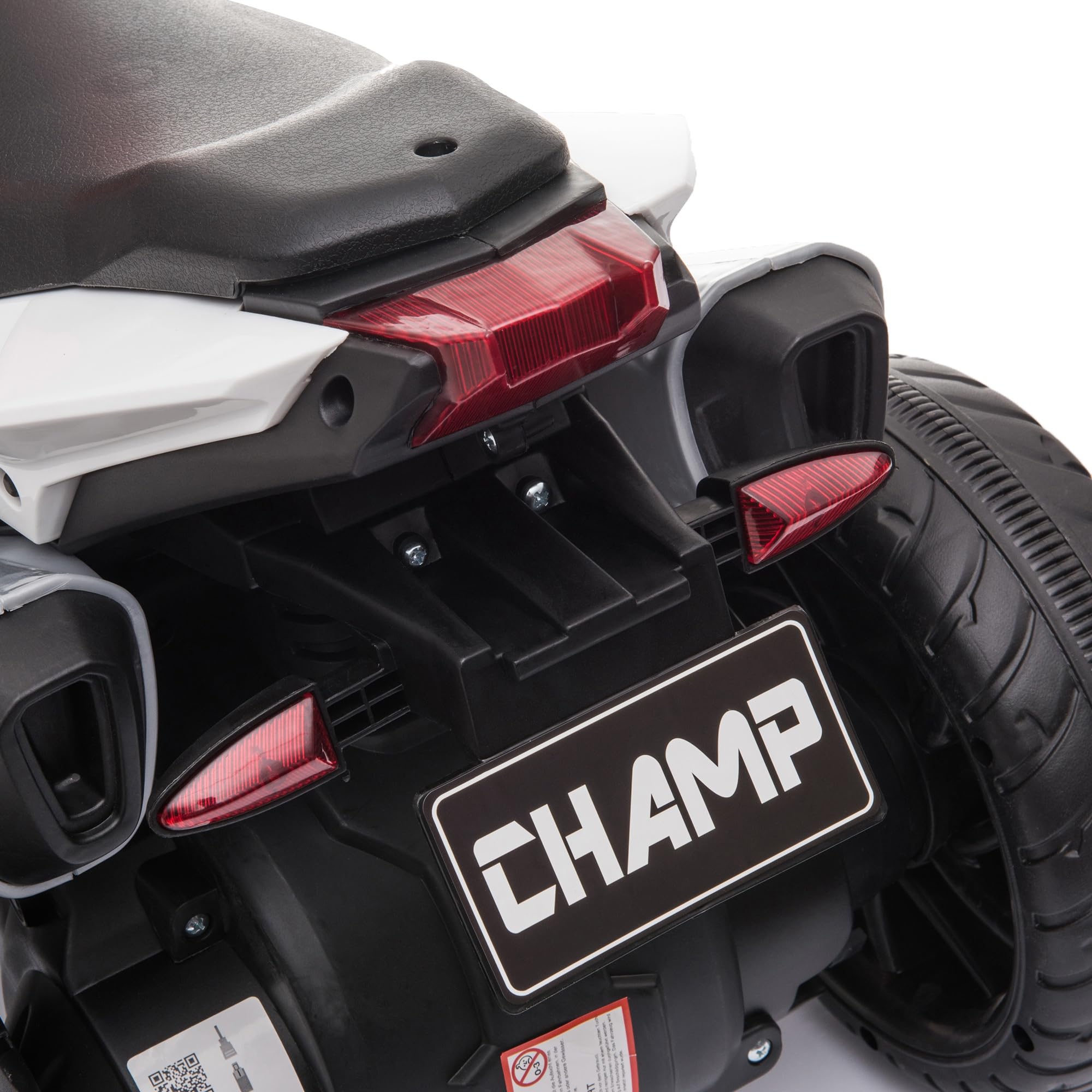 HOMCOM Moto Elettrica per Bambini 3-5 Anni 6V (max. 25kg), Velocità 3km/h, Motorino Elettrica per Bimbi con 3 Ruote, Luci e Suoni, Rosso, 86x42x52cm