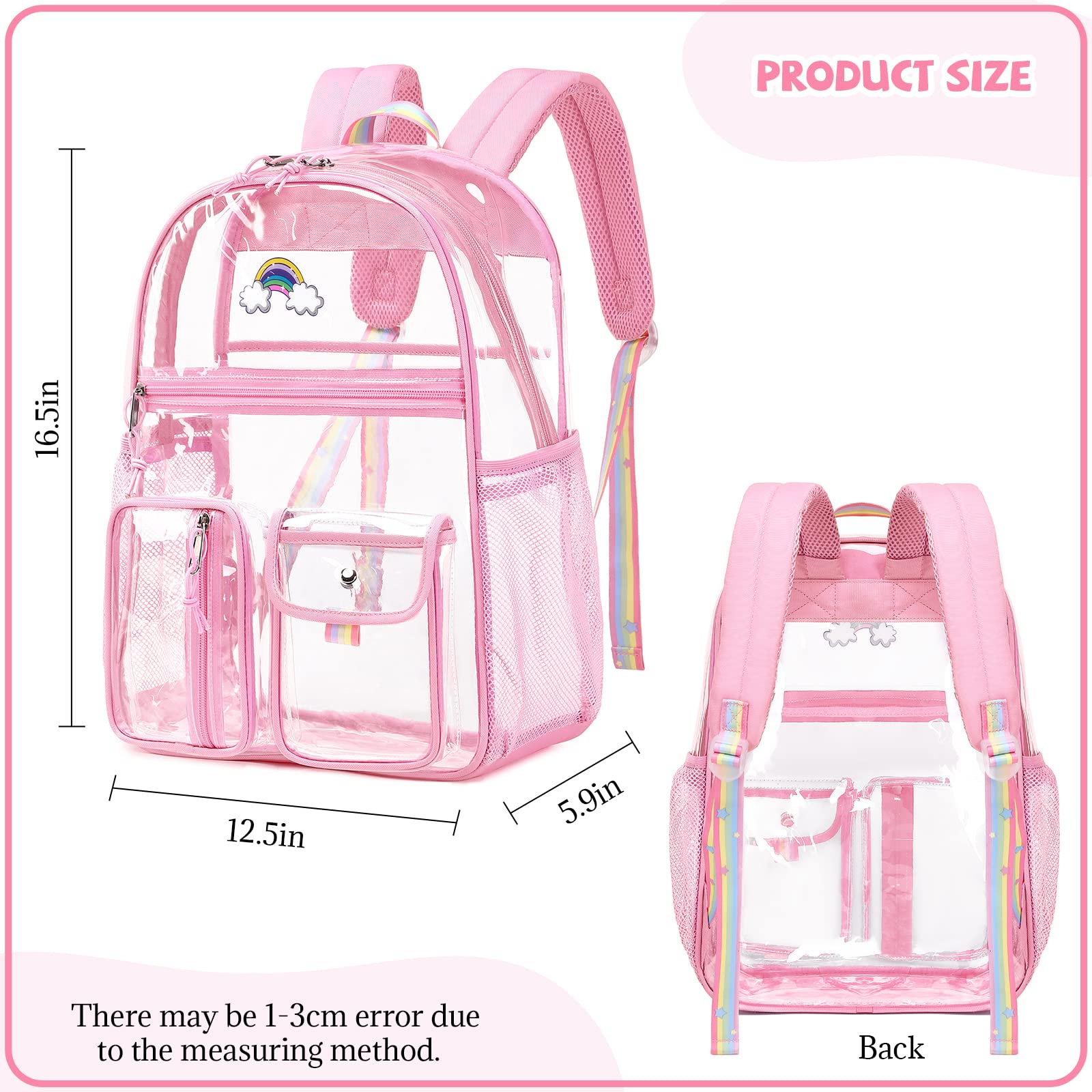 Lanola Stadium Approved Backpack Clear Backpack Heavy Duty PVC Transparent Bag for College Middle School Bookbags