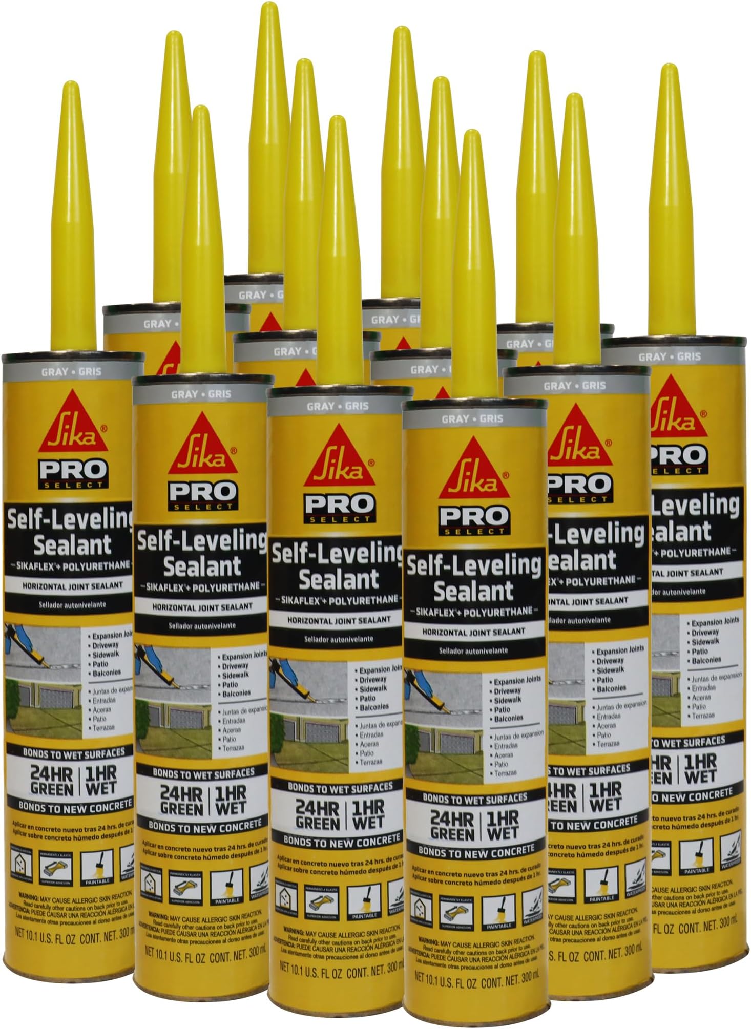 Sikaflex Self-Leveling Sealant, 12-Pack, 10.1 Oz, Gray – Easy Application, Quick-Curing, Waterproof & Weather-Resistant, Ideal for Driveways, Garages, Sidewalks, and Concrete Joints