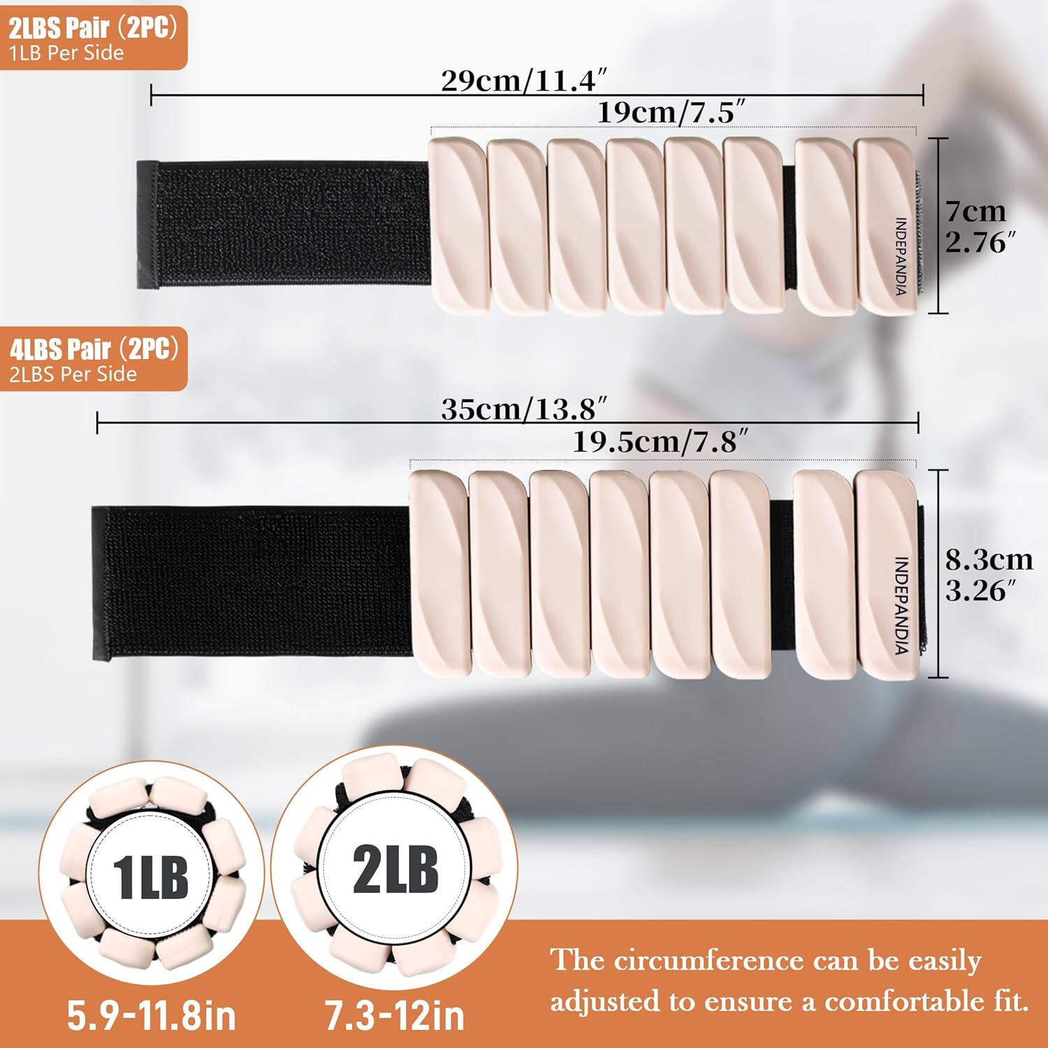Wrist & Ankle Weights for Women and Men, 2lbs/4lbs Pairs Adjustable Silicone Weighted Bangles for Arm & Leg Workouts, Perfect for Pilates, Barre, Yoga, Walking & Home Fitness 24055