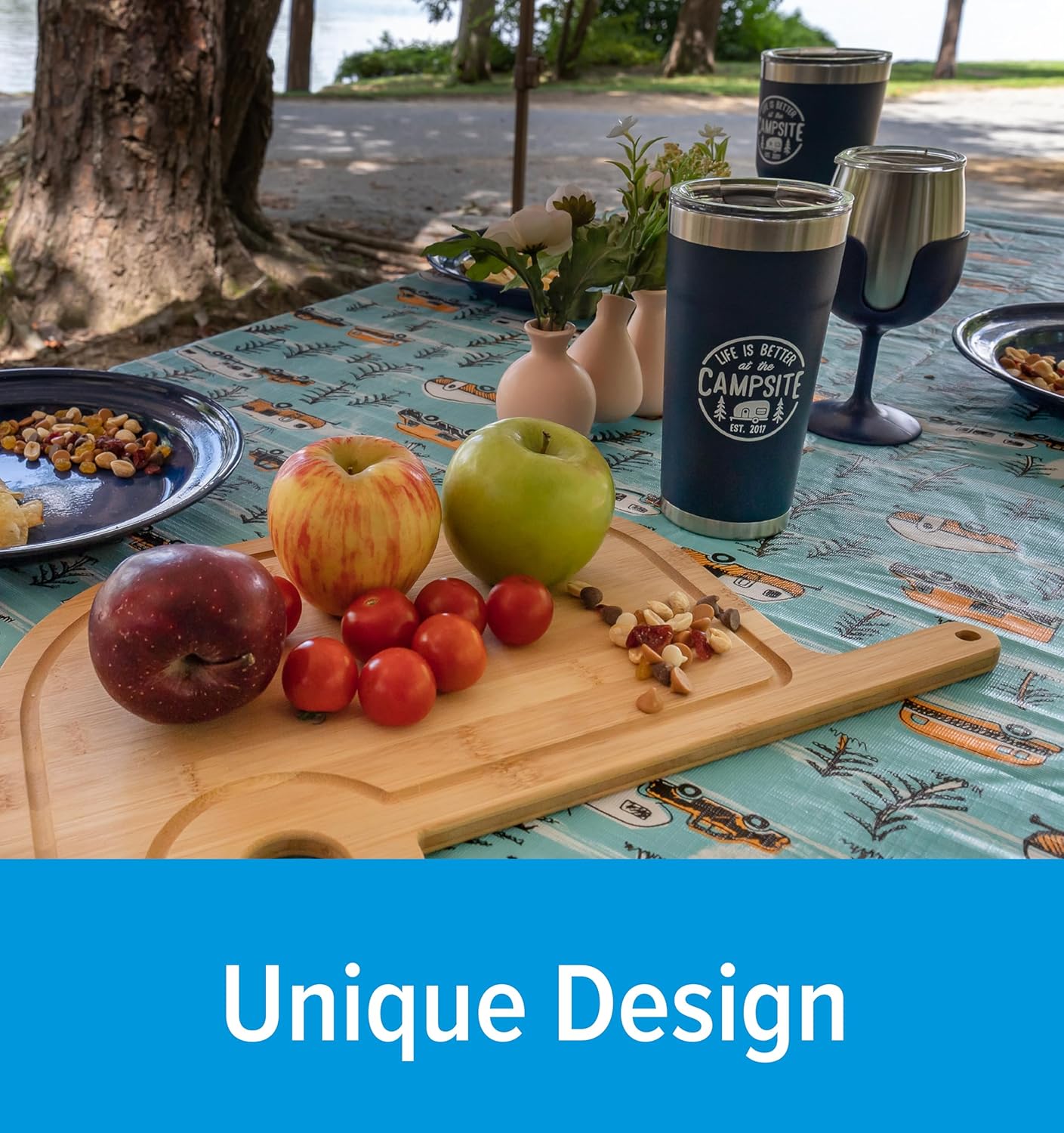Camco Life is Better at The Campsite Stainless Steel Tumbler - Features Double Wall Vacuum Insulation for Heat/Ice Retention & Unique Life is Better At the Campsite Design - Holds 20 oz. (53323)