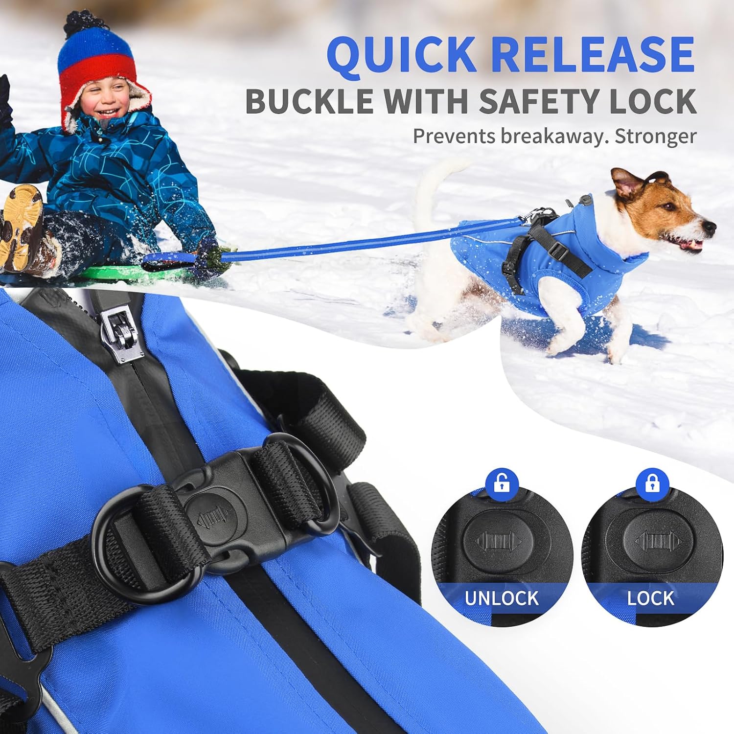 Dog Winter Coat Reflective Water-Resistant Jacket, Fleece Lined Windproof Puppy Coat with Back Zipper & D-Ring, Cold Weather Dog Coats for Small Medium Dogs (S, Blue) - Image 4