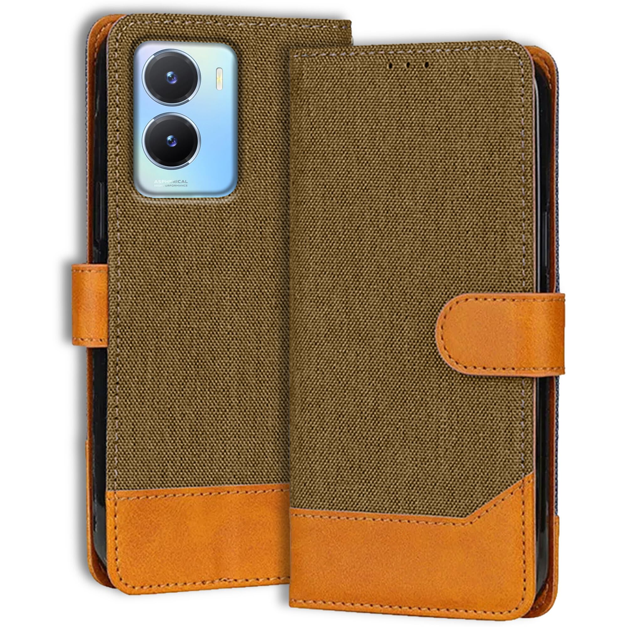Ubros Network Denim & Leather Flip Cover for Vivo T2X 5G | Inbuilt Stand & Pockets | Premium Leather Mobile Phone Case Vivo T2X 5G (Dark Brown) (B0CZYKFW4L) Amazon Price History, Amazon Price Tracker