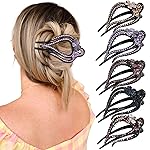 French Flat Hair Clips for Women - 6Pcs Flat Hair Claws for Thin Thick Hair Strong Hold No Slip Grip Hair Claw Clips for Women Girls (Leopard print (Neutral))