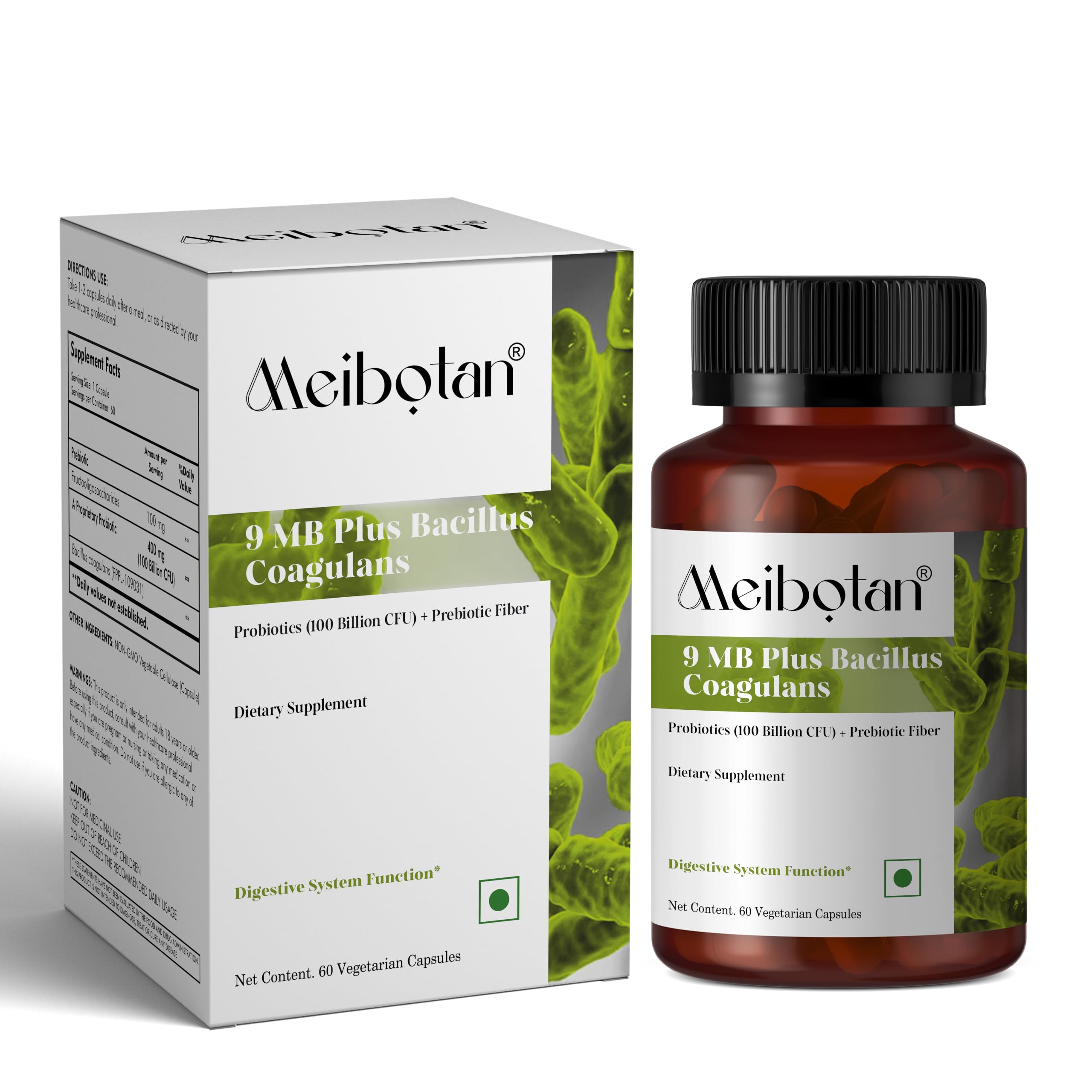 Meibotan Bacillus Coagulans 100 Billion CFU - Natural Probiotic Supplement Supporting Digestive Health, Diarrhea, Gas & Bloating GI & Overall Gut Health for Men & Women (60 Veg Capsules)-image-31