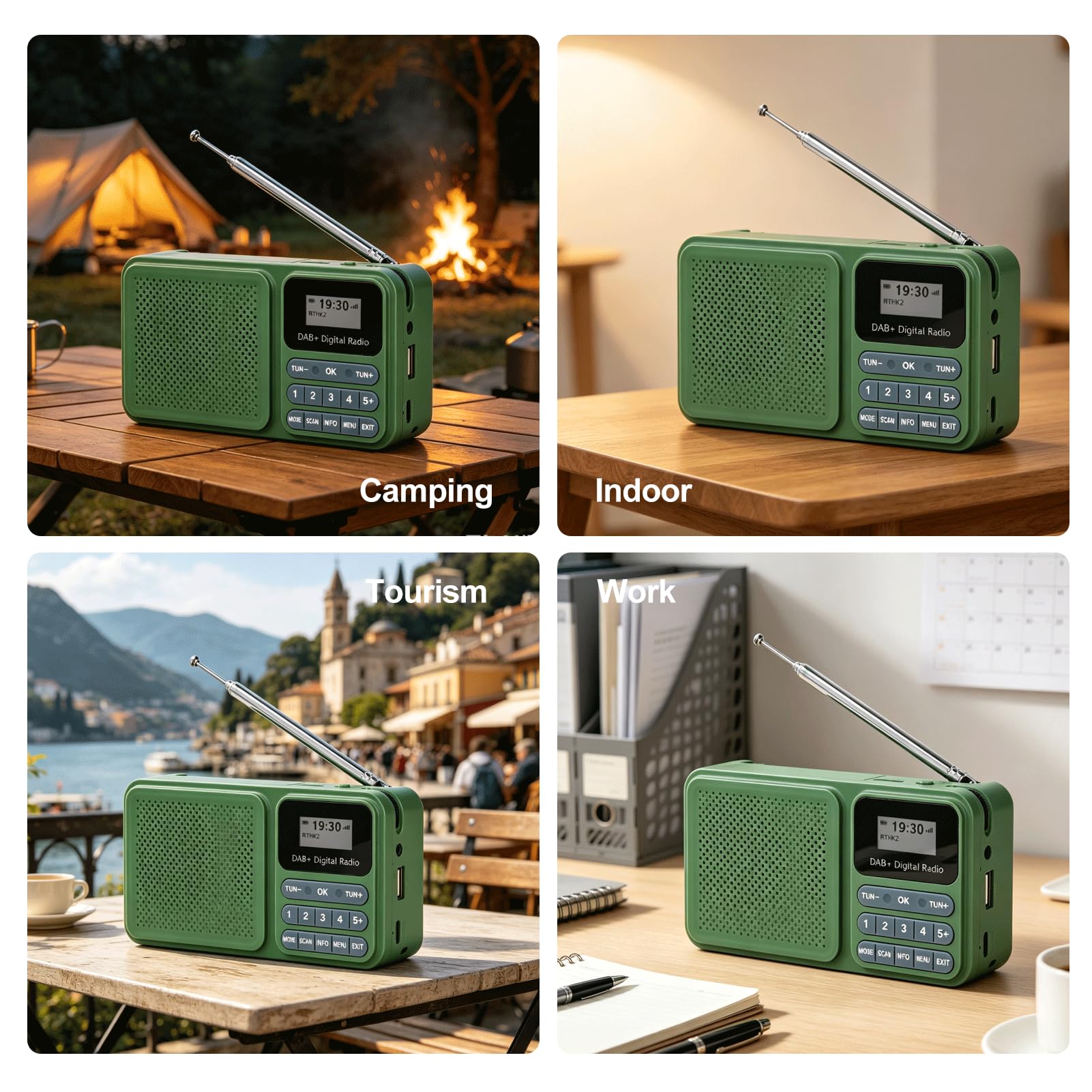 Radio di emergenza, radio Dab con energia solare con altoparlante Bluetooth stereo da 3 W, meteorologica di emergenza con USB e riproduzione di schede, per uso esterno e