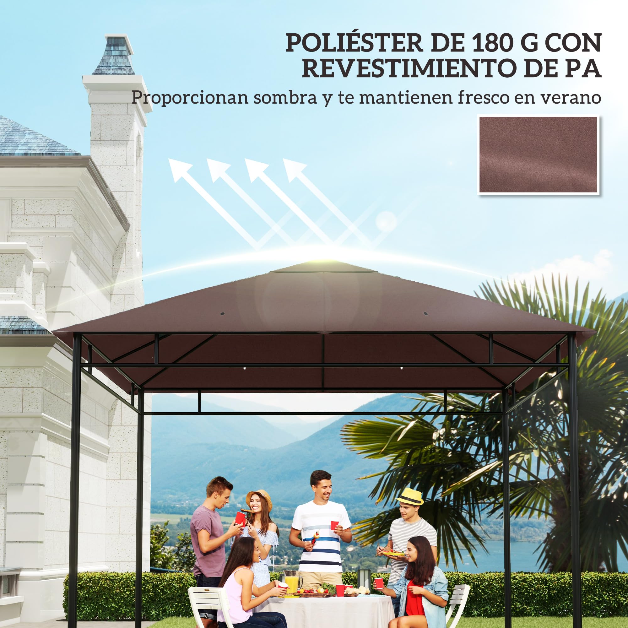 Toile De Toit Coulissante Pour Tonnelle 3x4m