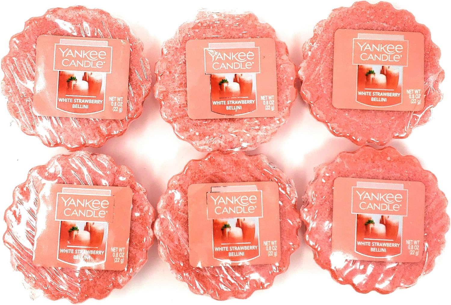 Yankee Candle White Strawberry Bellini Tarts Wax Melts Set of 6