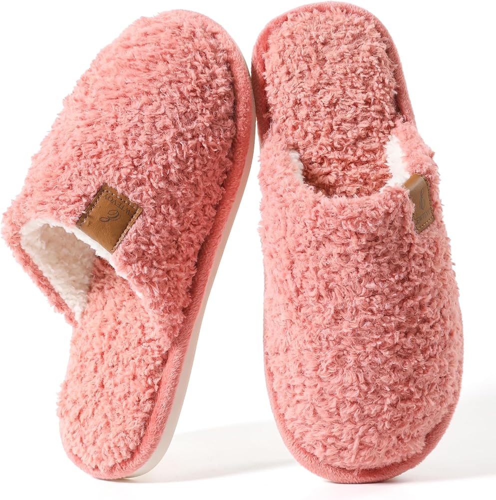 Women's Fuzzy Slippers Warm Cozy Memory Foam Indoor House Shoes — 사진 1