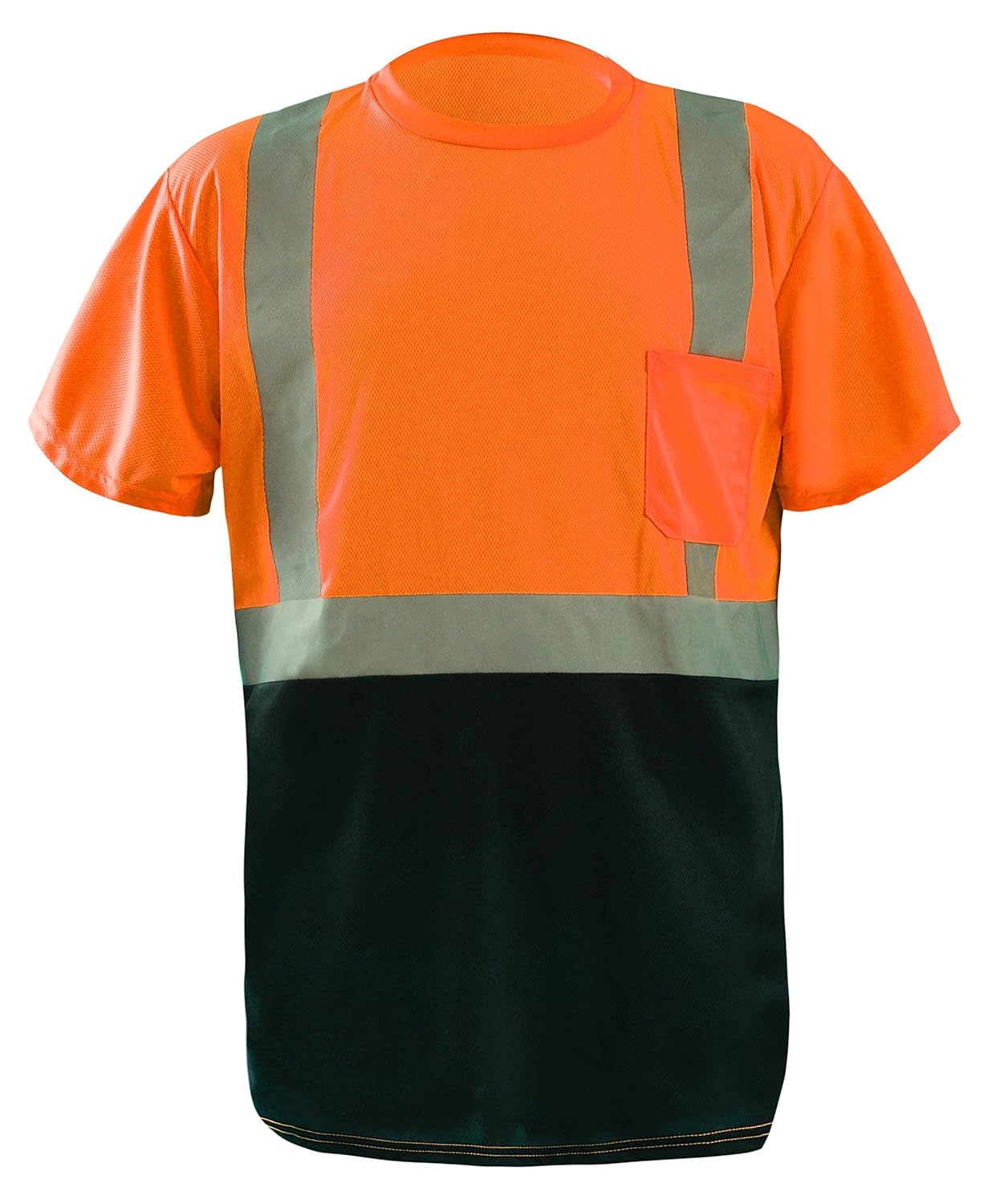 OccuNomix LUX-SSETPBK-YL Classic Standard Short Sleeve Wicking Birdseye Black Bottom T-Shirt, Class 2, 100% ANSI Wicking Polyester Birdseye, Large, Yellow (High Visibility) : Tools & Home Improvement
