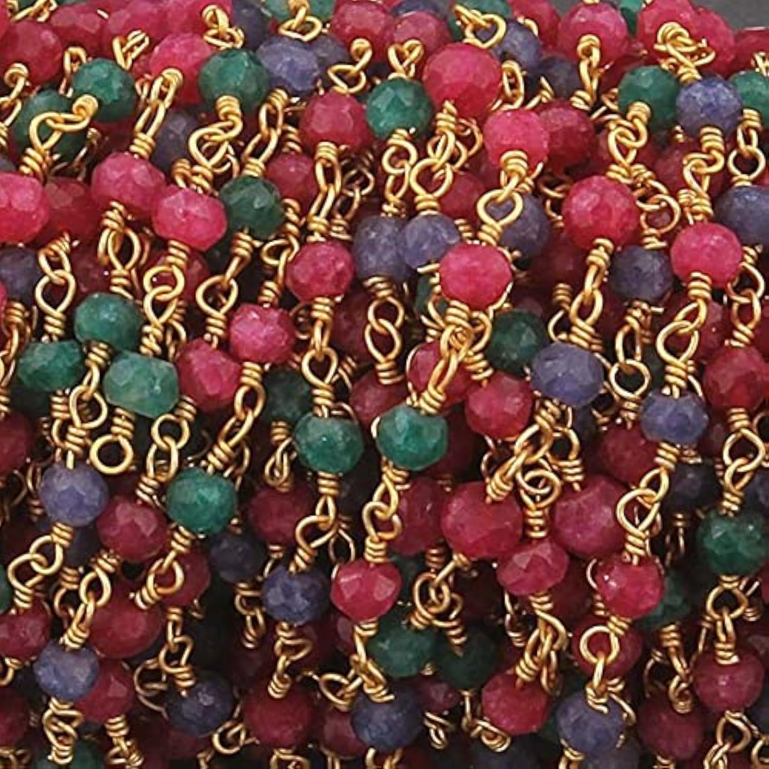 Chaîne quartz rubis saphir émeraude 24k pour réparer vos colliers sans perdre de perles
