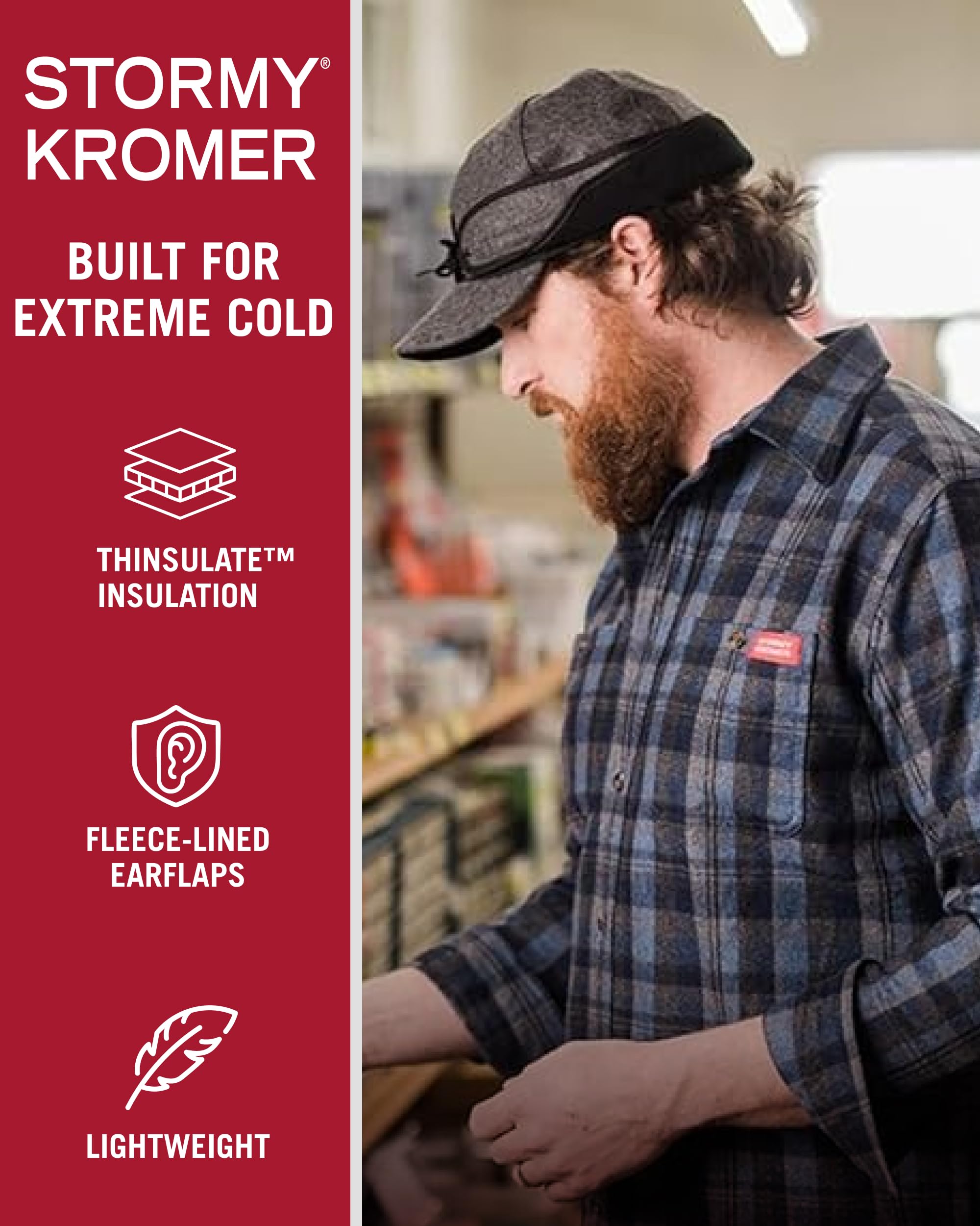 Stormy Kromer Rancher Cap - Gorro de Lana Thinsulate de Invierno con Orejeras de Forro Polar