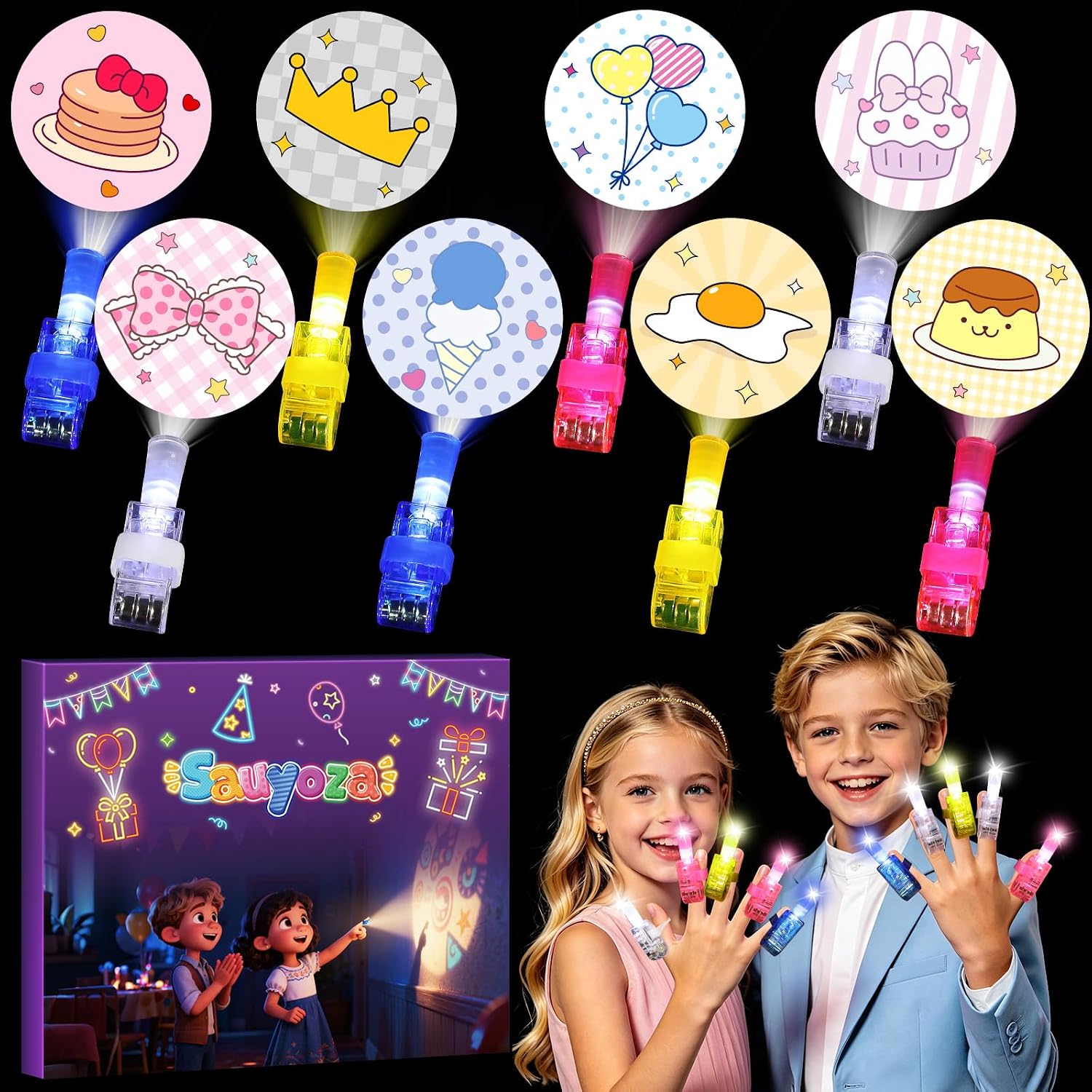 36 Pack Cute Cartoon Party Favors LED Finger Lights for Girls, Cute Animal Theme Goodie Bag Stuffers, Classroom Treasure Box Prizes, Glow in the Dark Pastel Cute Party Supplies
