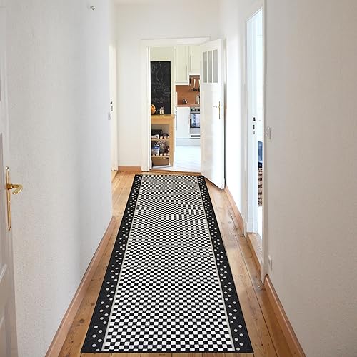 Miniatura 6 de Alfombra de pasillo de tamaño personalizado, diseño a cuadros, extra larga, para pasillos, 26 pulgadas de ancho x elige tu longitud por pies,