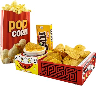 SNAPPY Movie Night Supplies 18 Pcs - Popcorn Theater Bags 12ct & Maze Craze Popcorn Trays 6ct - Home Theater Snack Boxes Family Movie Snack Tray