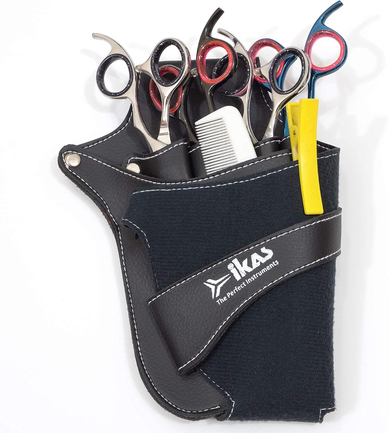 IKAS Scissor Holster - Multi Color PU Leather Shear Holder for Hairdressers, Barbers & Pet Groomers - Waist/Shoulder Belt Shear Holder