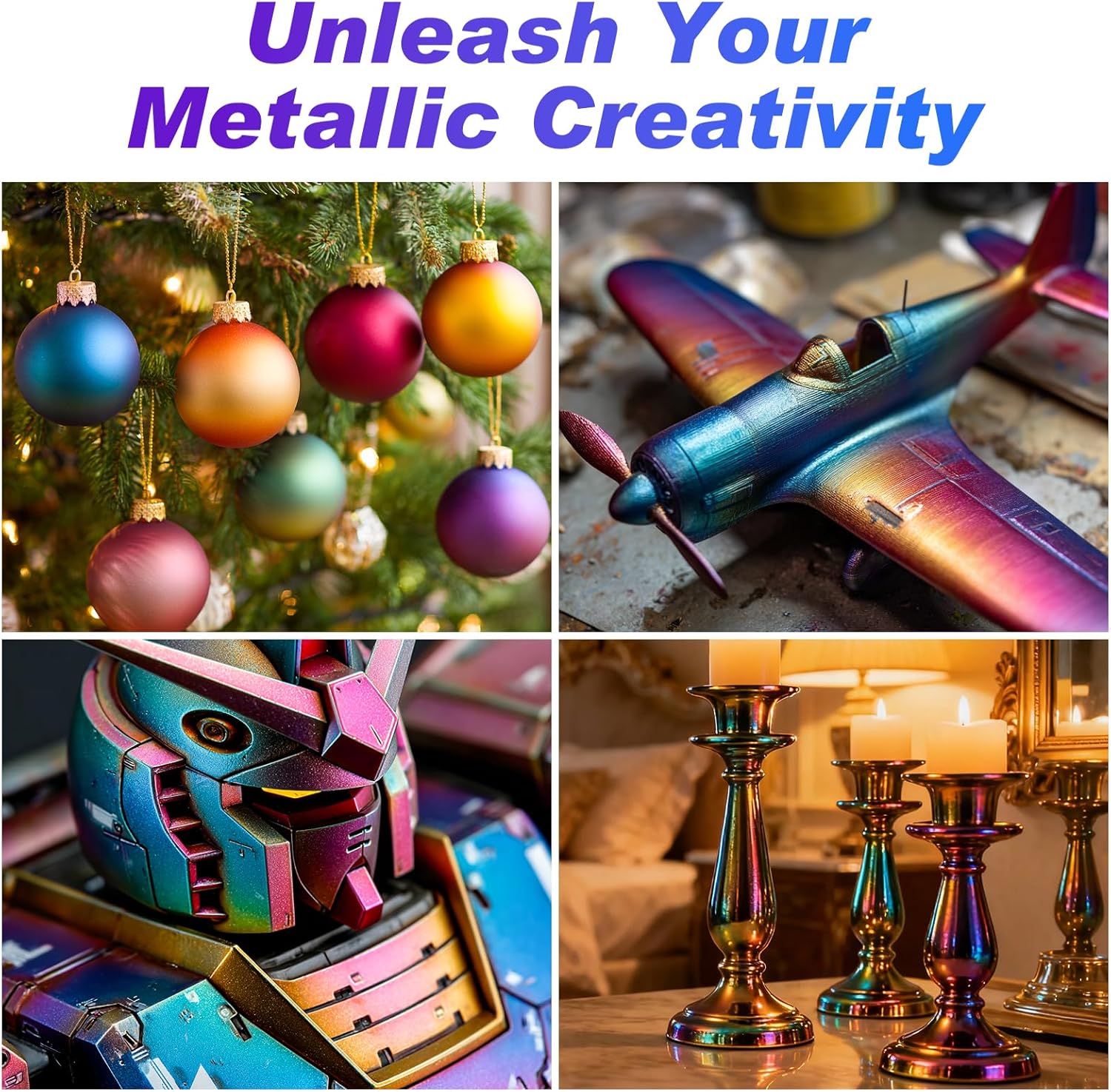 X ARTY HUB Metallic Airbrush Paint Kit, 36 Colors with 4.05 fl oz Black Primer & Thinner and 16.9 fl oz Cleaner, Ready to Spray Acrylic Paint, Water-Based Air Brush Painting Set for Artist & Beginner - Image 6