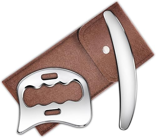 Herramienta de raspador muscular Gua Sha de acero inoxidable 2 en 1, herramientas de raspado miofascial para terapia física, masajeador de drenaje
