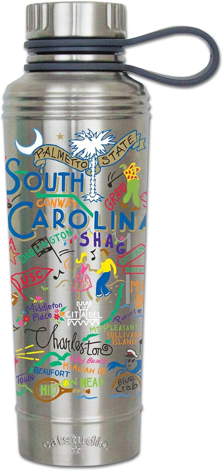 Catstudio South Carolina Stainless Steel Water Bottle | BPA Free Triple Wall Insulation with Non Slip Bottom | Great for Running, Hiking, Sports, & Travel