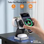 2026 Upgraded Wireless Charger 3 in 1, 15W Fast Foldable Wireless Charging Station with Light for Apple MagSafe, Compatible for iPhone 17/16/15/14/13/12 Apple Watch AirPods 3/2/Pro (20W Adapter)