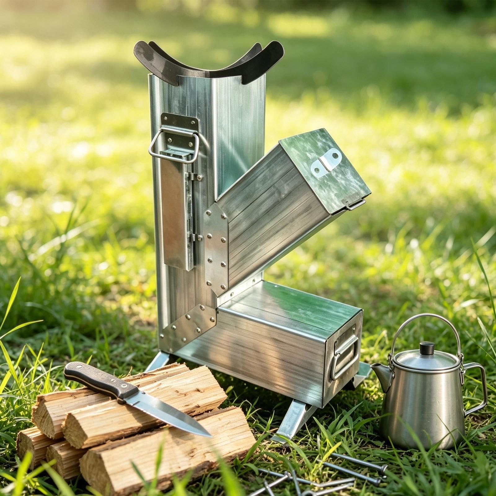 Camping Portátil, De Acero, Con Patas Desmontables Plegables