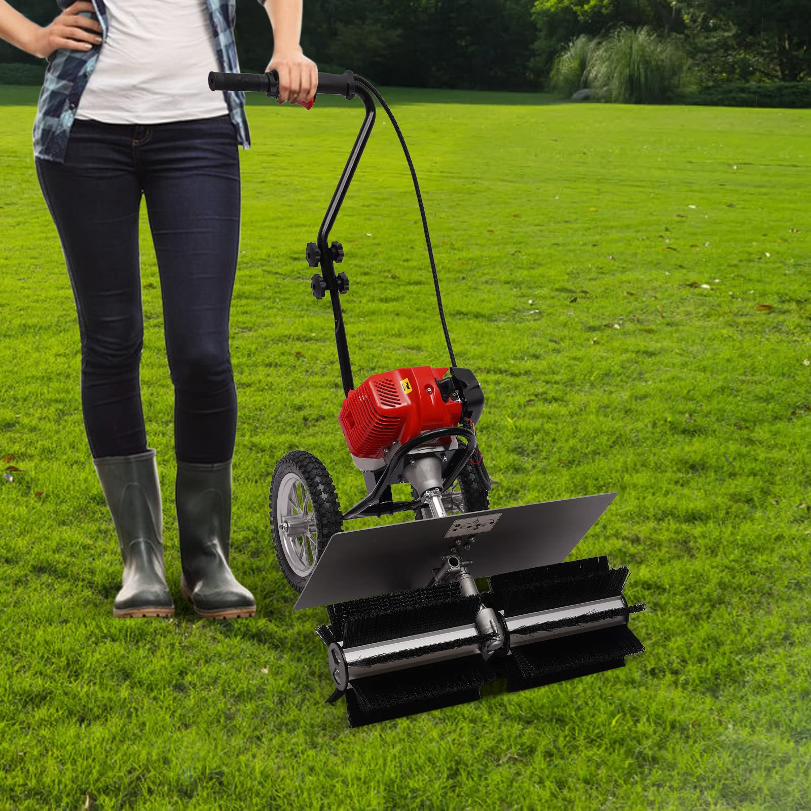 43CC zamiatarka dwusuwowa 1,7 HP Motor szczotka do sztucznej trawy Power Broom ręczna szczotka do sztucznej trawy Power Broom ręczna zamiatarka do sztucznej trawy