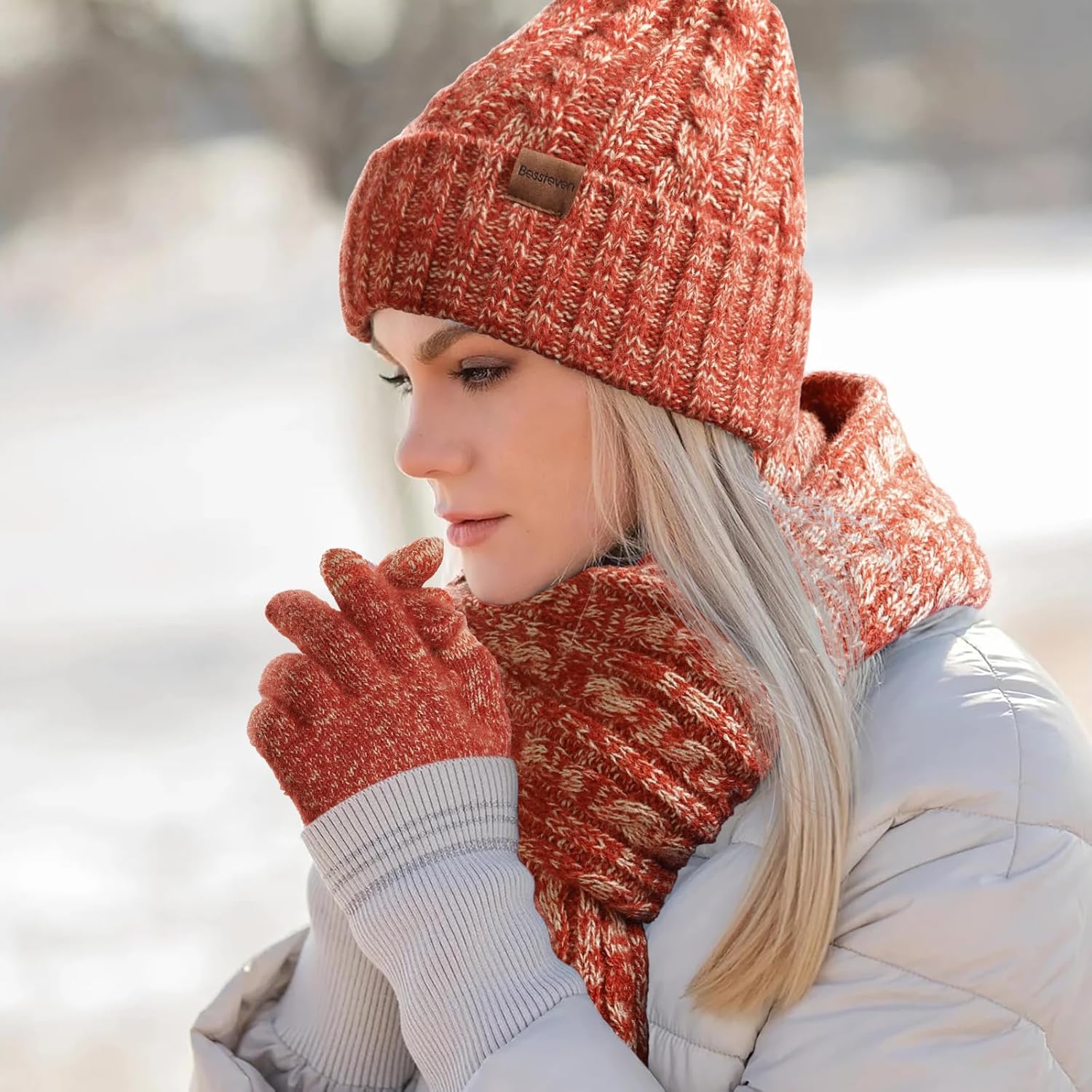 Braventure Gloves Hat Scarf Set: Women Men Warm Windproof Touchscreen Winter Glove Hats Scarfs with Gift Box for Cold Weather - Image 5