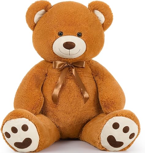 MorisMos Oso de peluche gigante de 4 pies, oso de peluche grande para baby shower, regalo de oso de peluche de tamaño real para niños, niñas, novia,